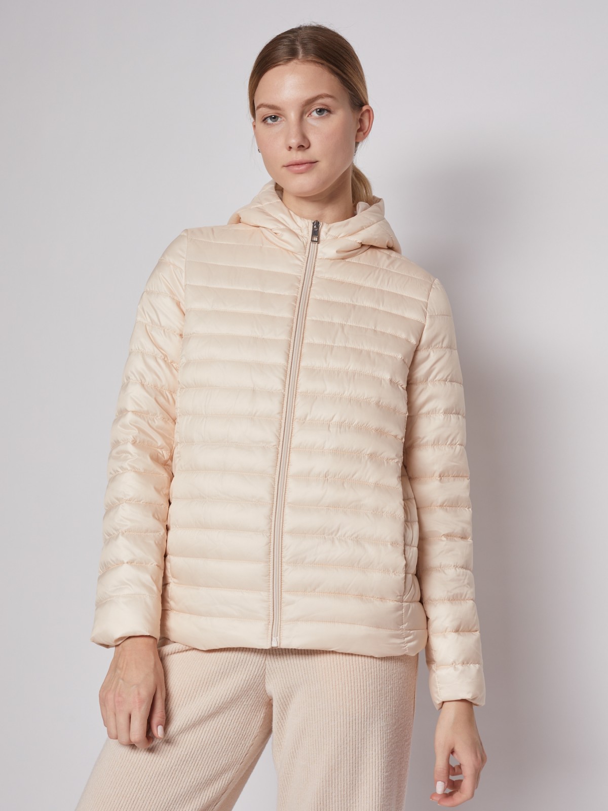 Утеплённая стёганая куртка с капюшоном zolla 022125112224, цвет розовый, размер XS - фото 2
