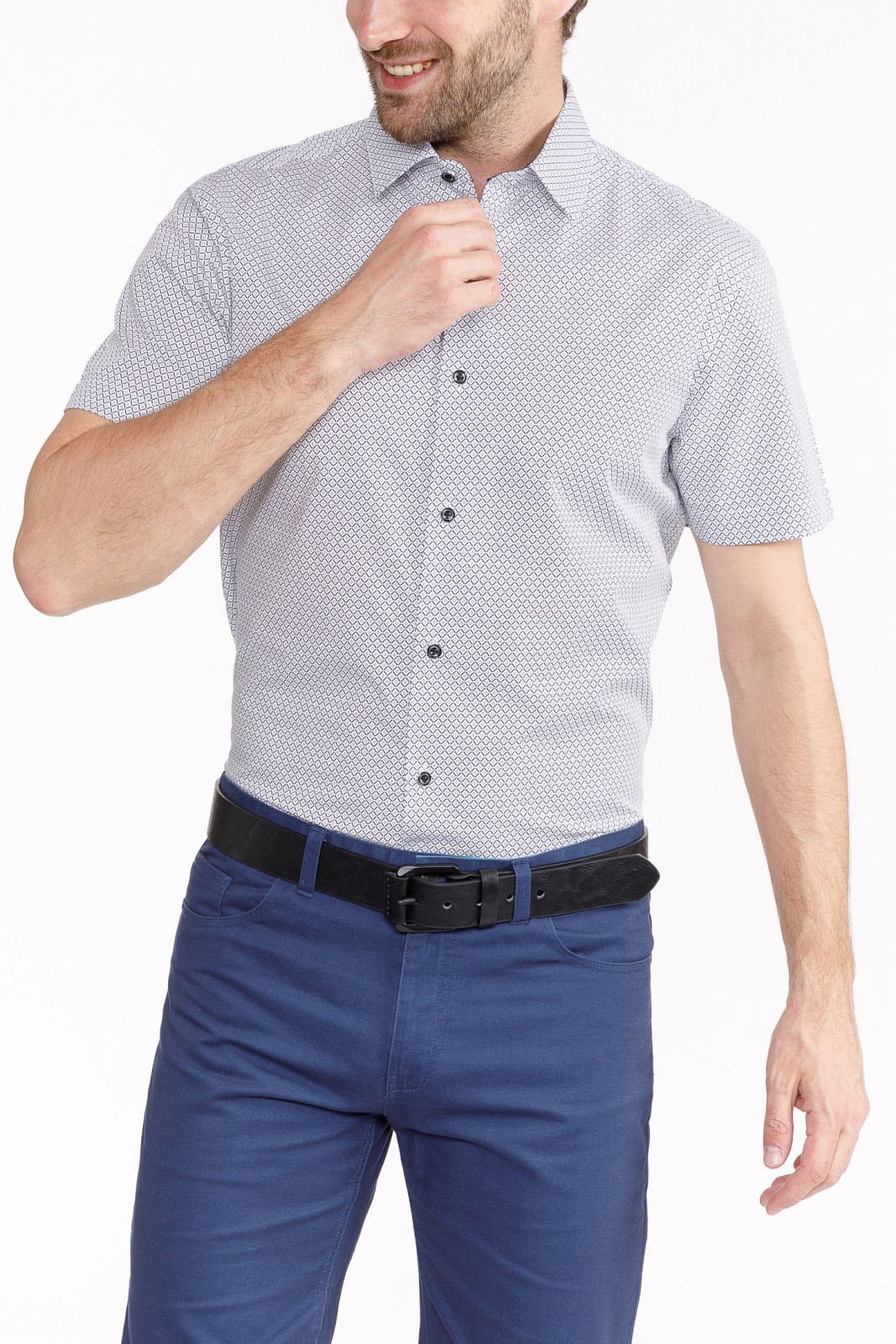 Рубашка с  короткими рукавами zolla 010242259111, цвет белый, размер S