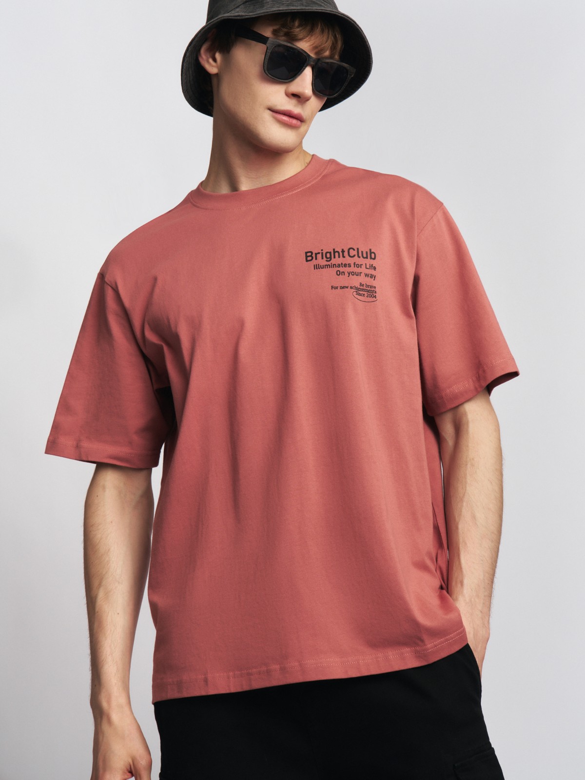 Футболка оверсайз из хлопка с принтом-надписью