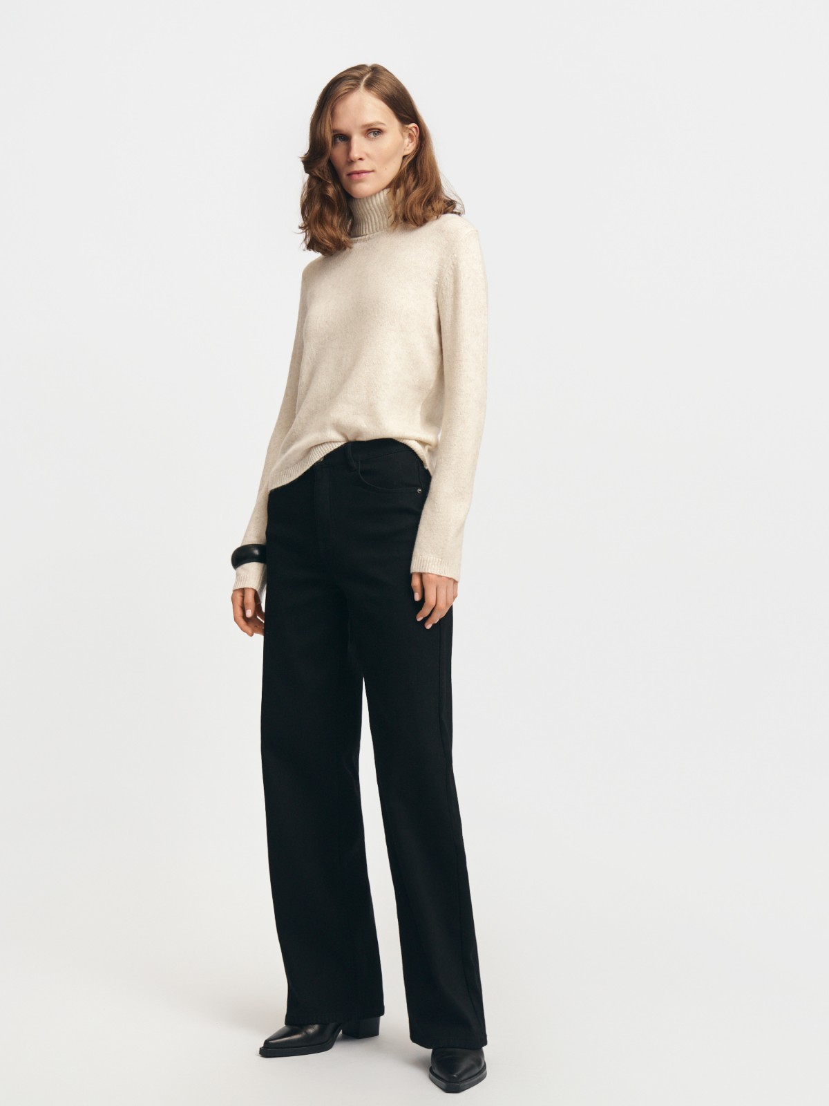 Утеплённые джинсы прямого силуэта с ворсом