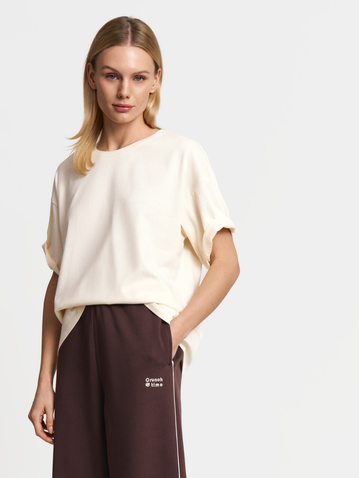 Футболка оверсайз из хлопка однотонная