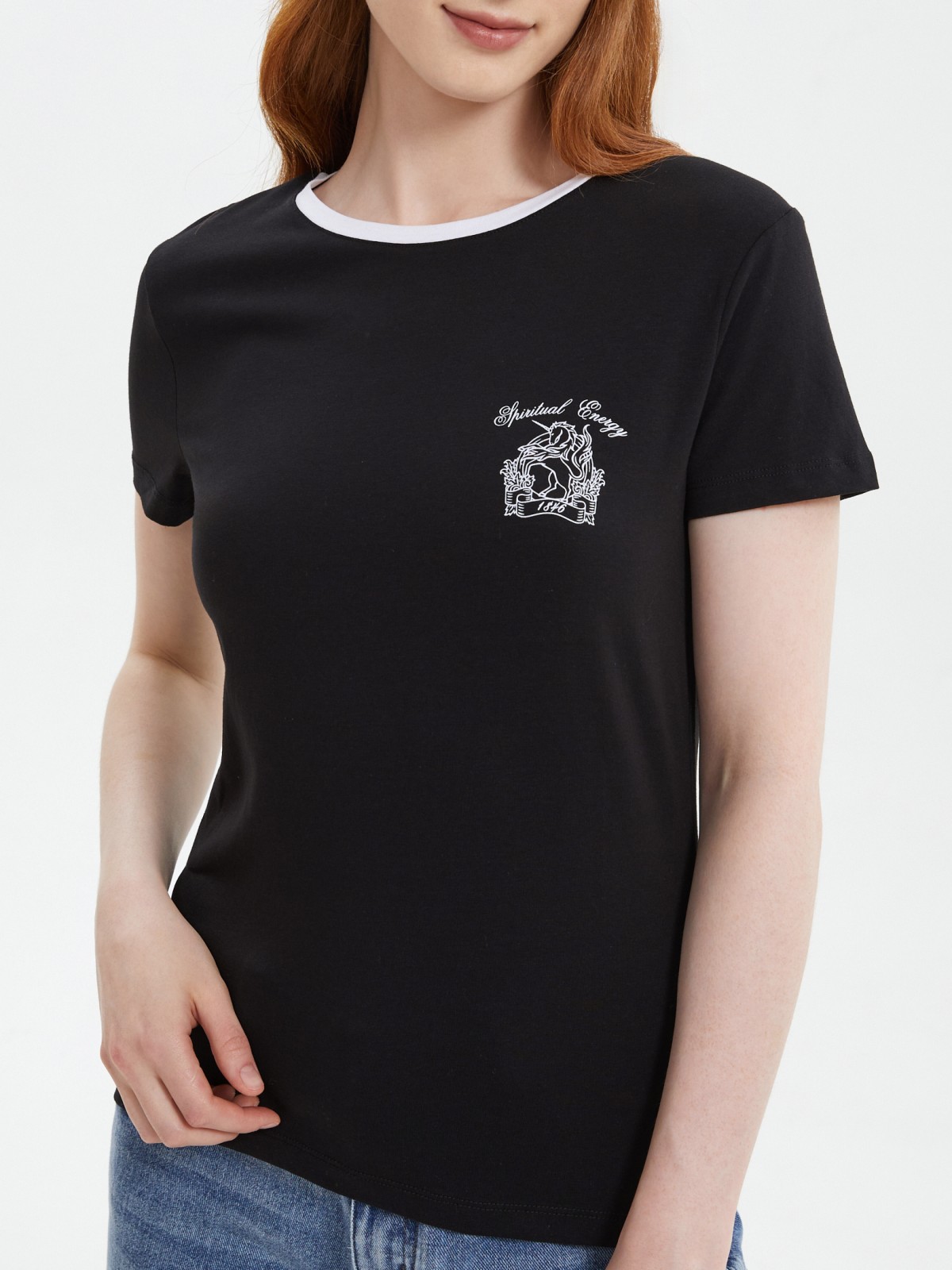 Трикотажная футболка из хлопка с принтом