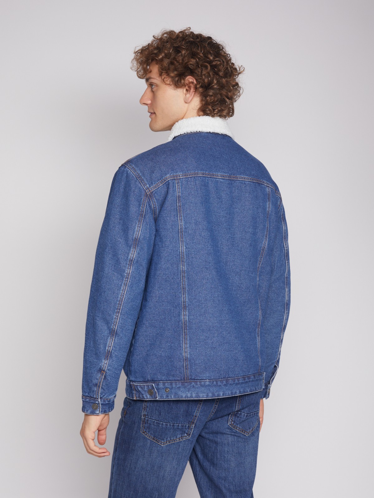 Утеплённая джинсовая куртка zolla 012335W4S014, цвет голубой, размер M - фото 6