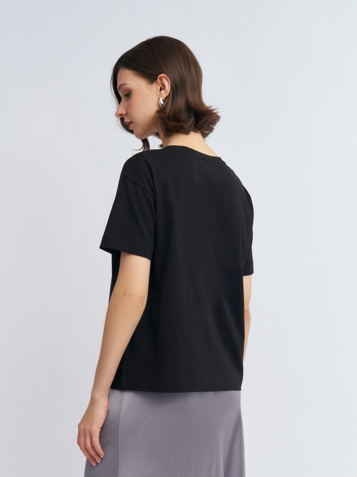 Футболка из хлопка со стразами