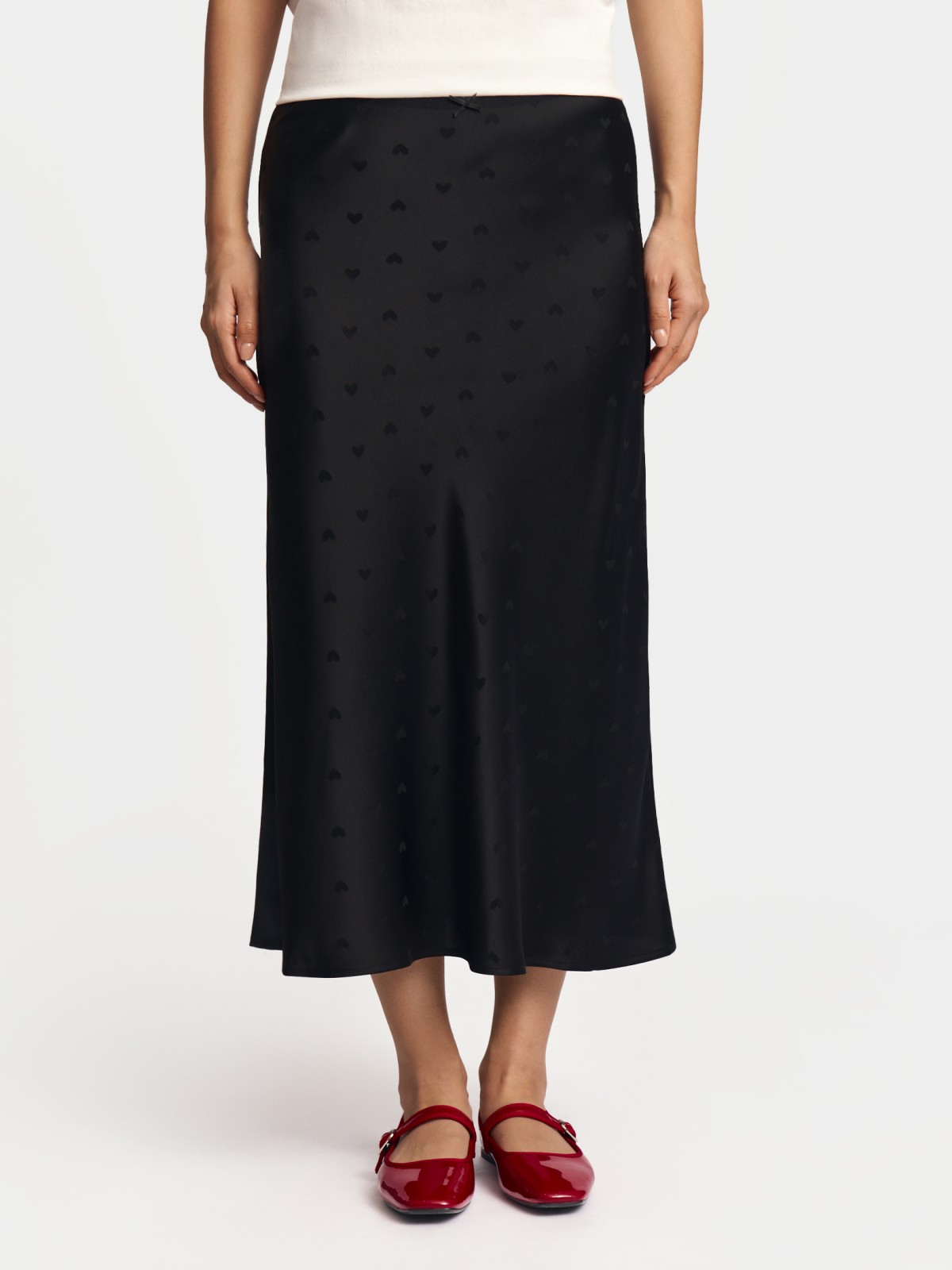 Атласная юбка миди на резинке