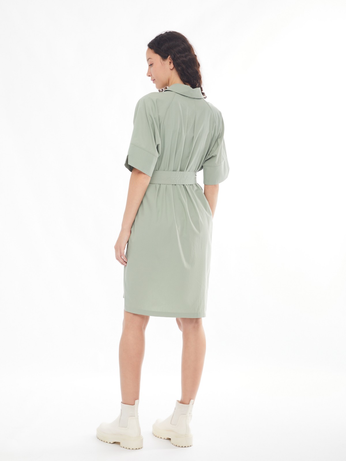 Платье-рубашка с ремнём и рукавами-реглан zolla 02413827Y111, цвет хаки, размер XS/S - фото 6