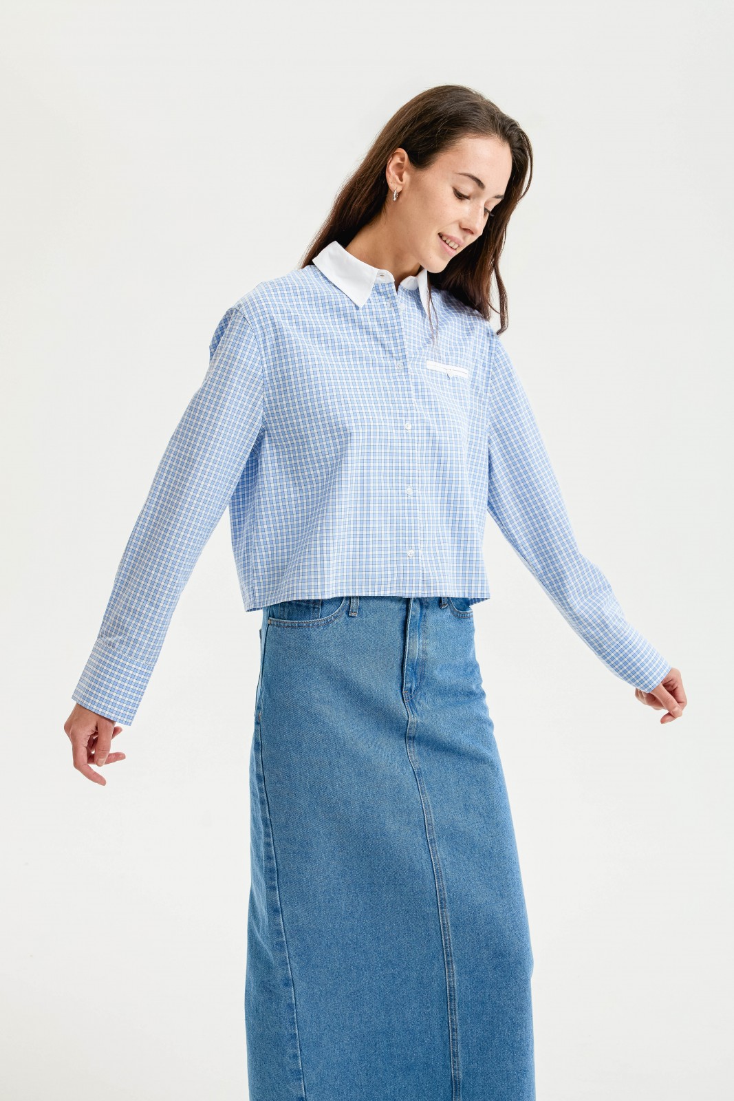 Укороченная рубашка в клетку