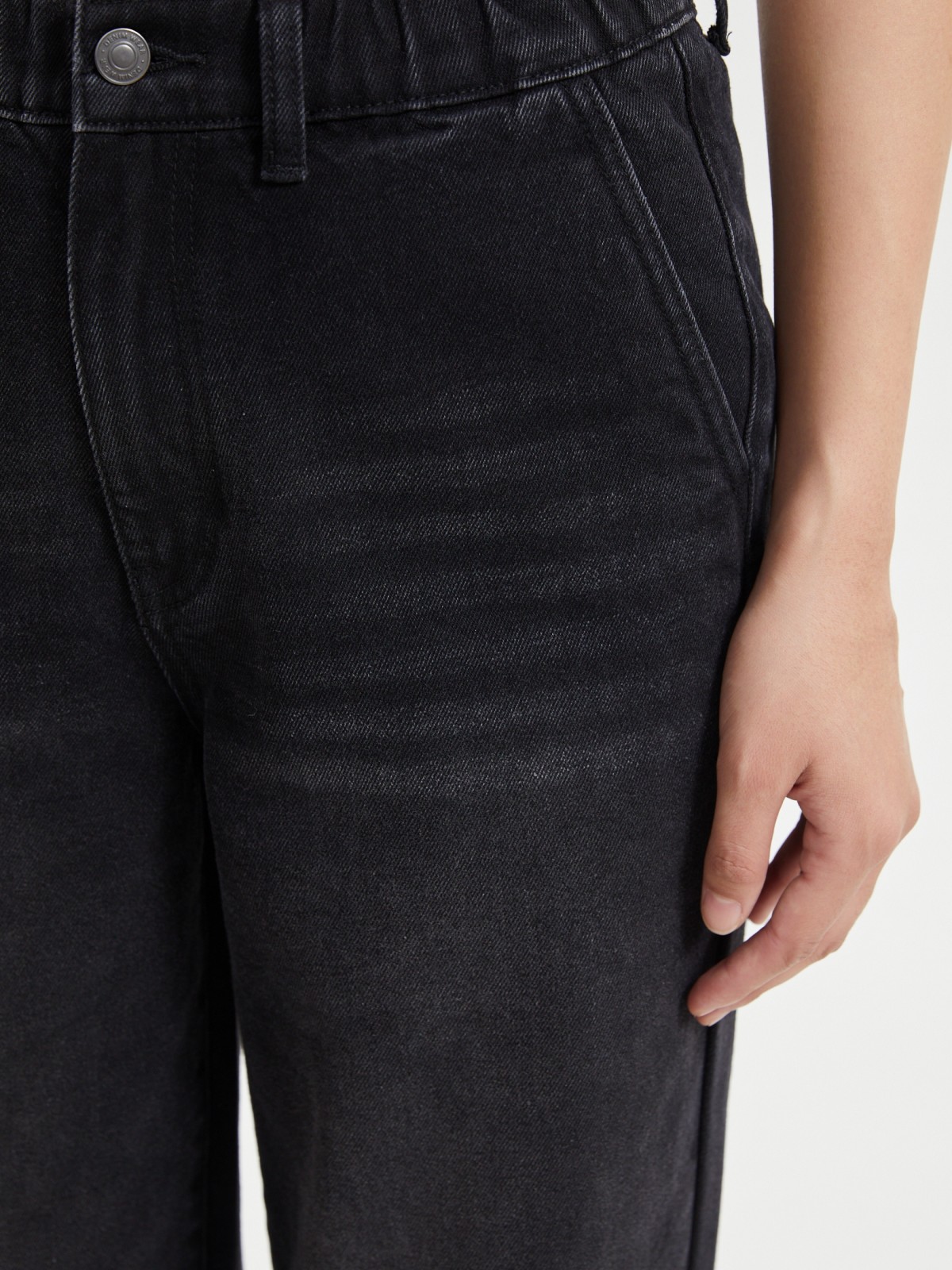 Джинсы силуэта Mom из хлопка на резинке