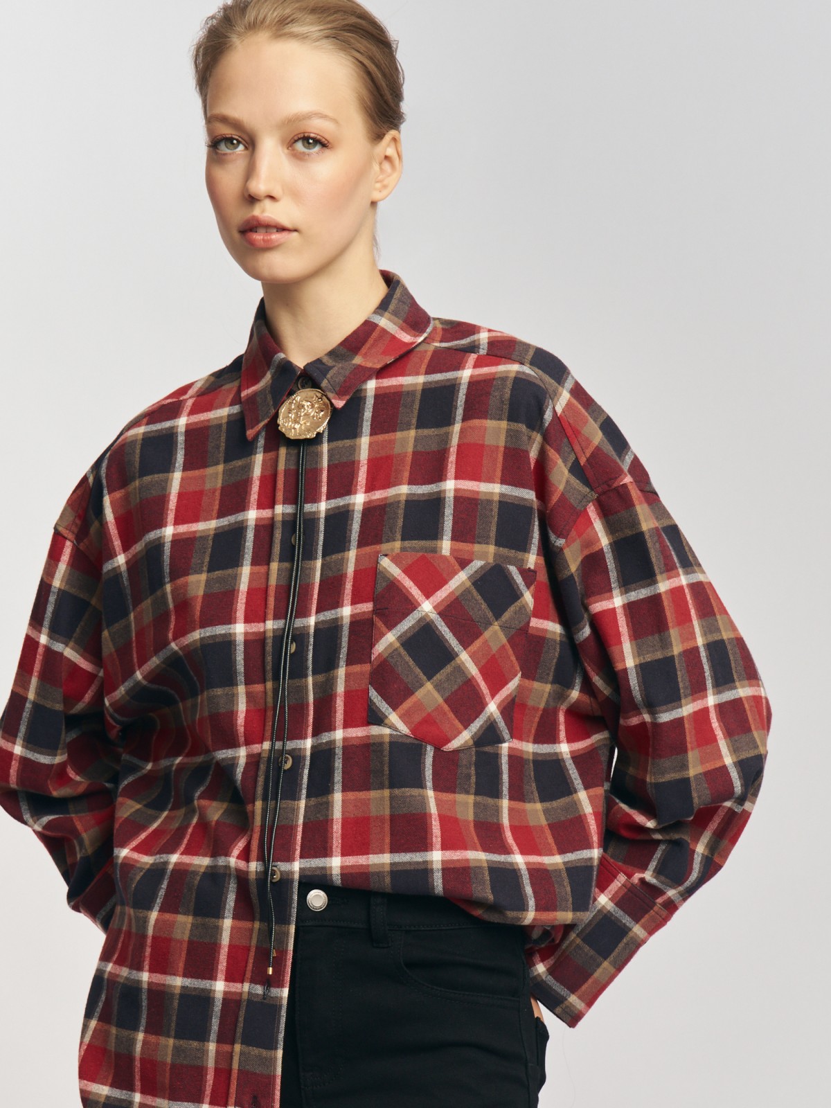 Фланелевая рубашка из хлопка в клетку