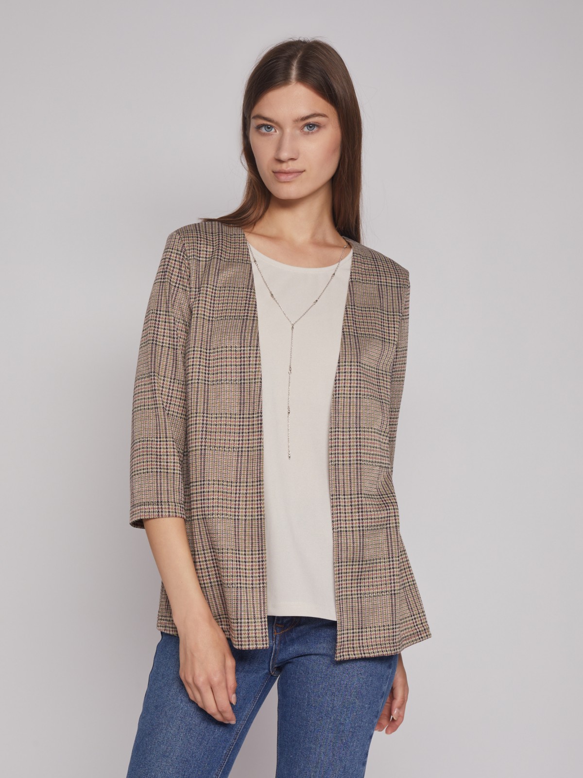 Комбинированный джемпер с имитацией кардигана