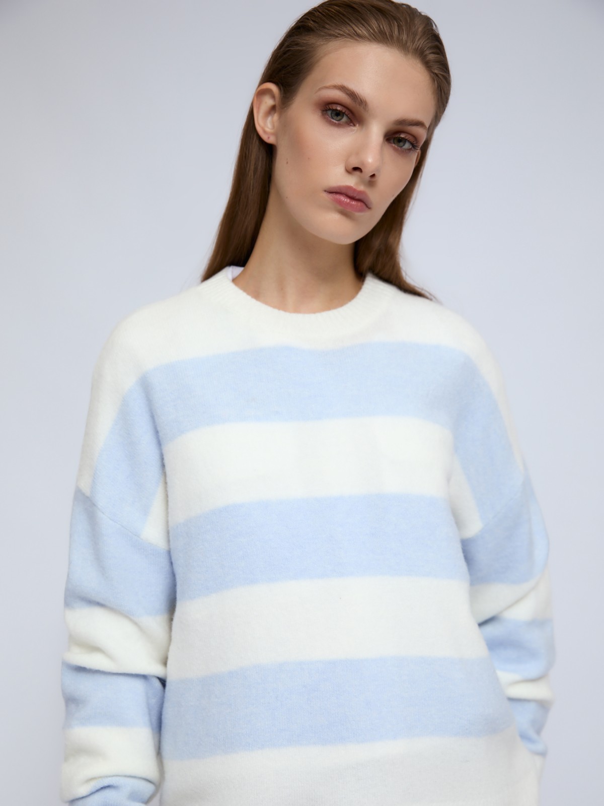 Вязаный джемпер в полоску с длинным рукавом
