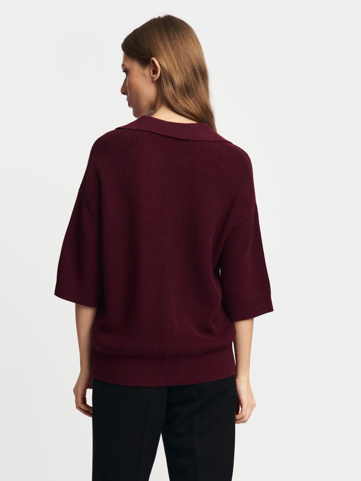 Трикотажный джемпер поло с коротким рукавом