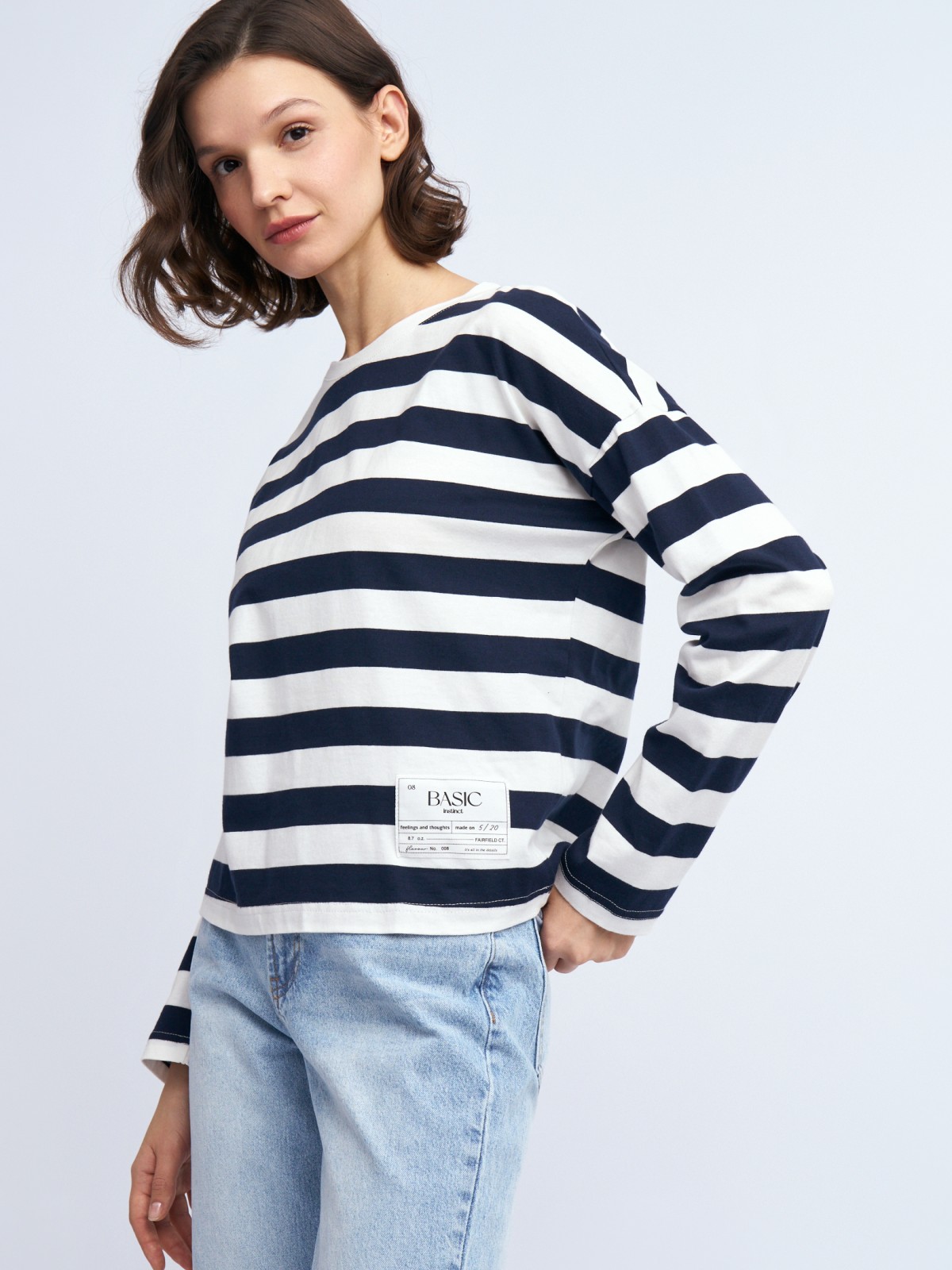 Лонгслив-тельняшка с узором в полоску из хлопка