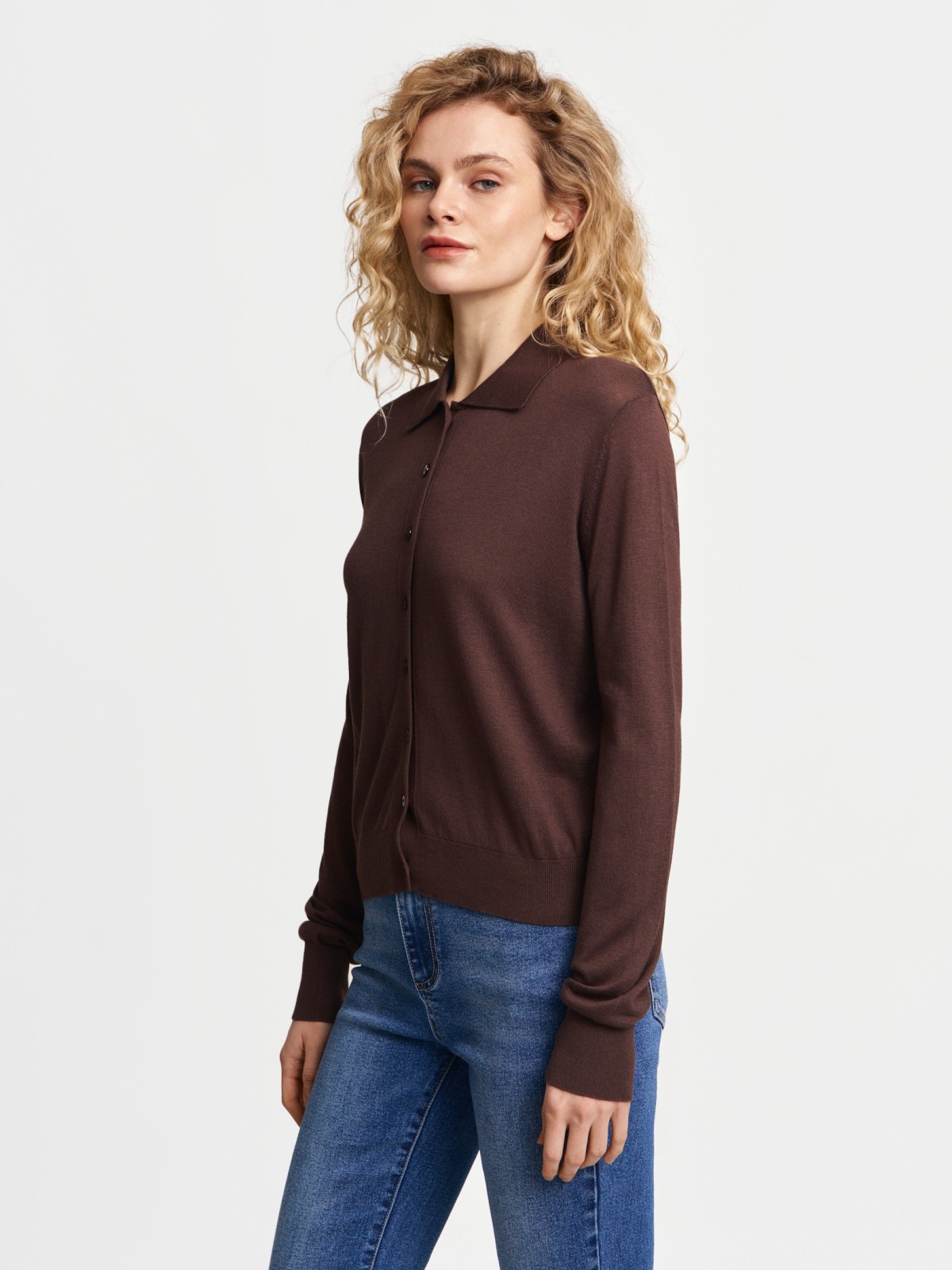 Трикотажный кардиган с воротником