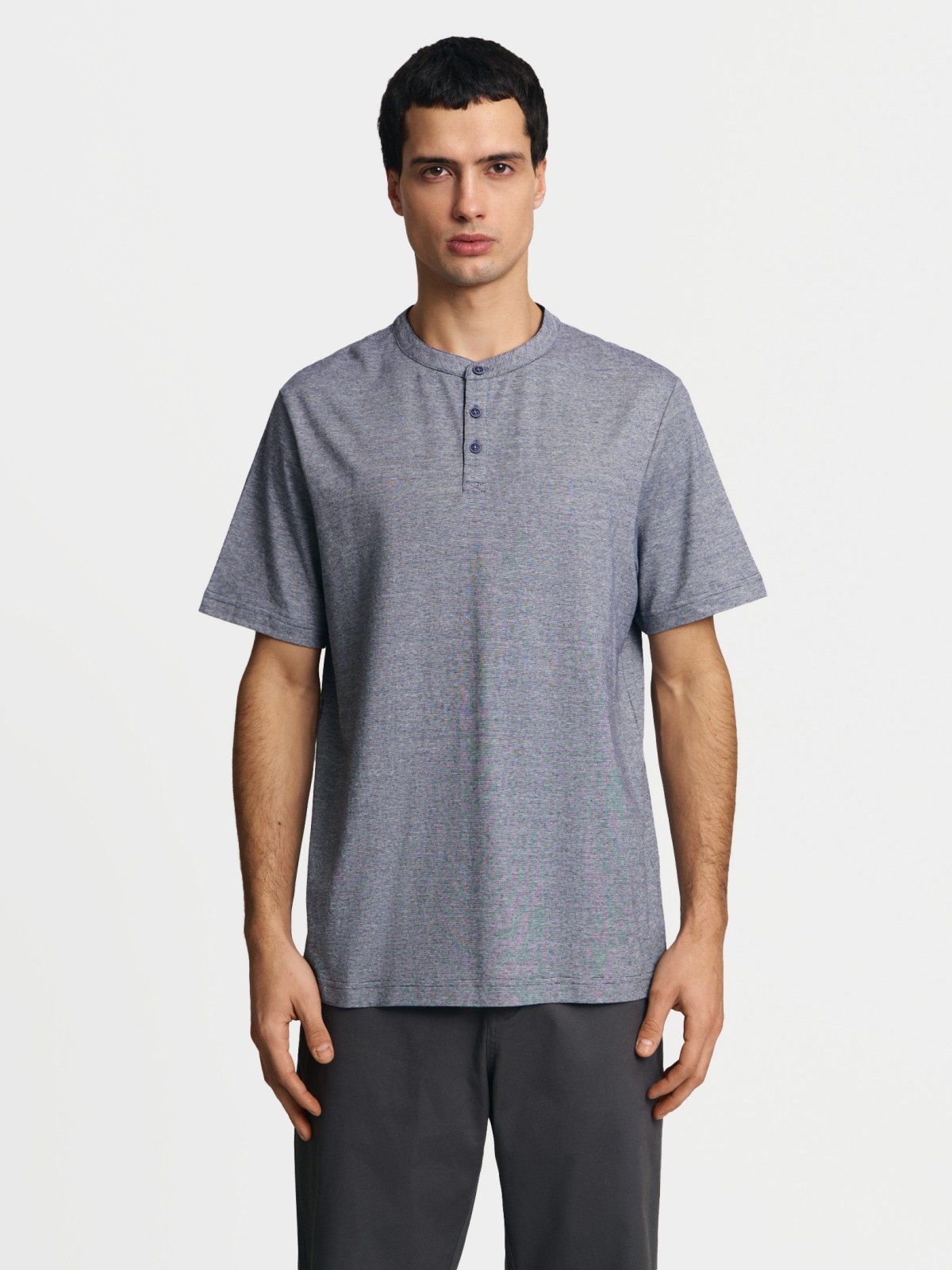 Футболка хенли из хлопка в полоску