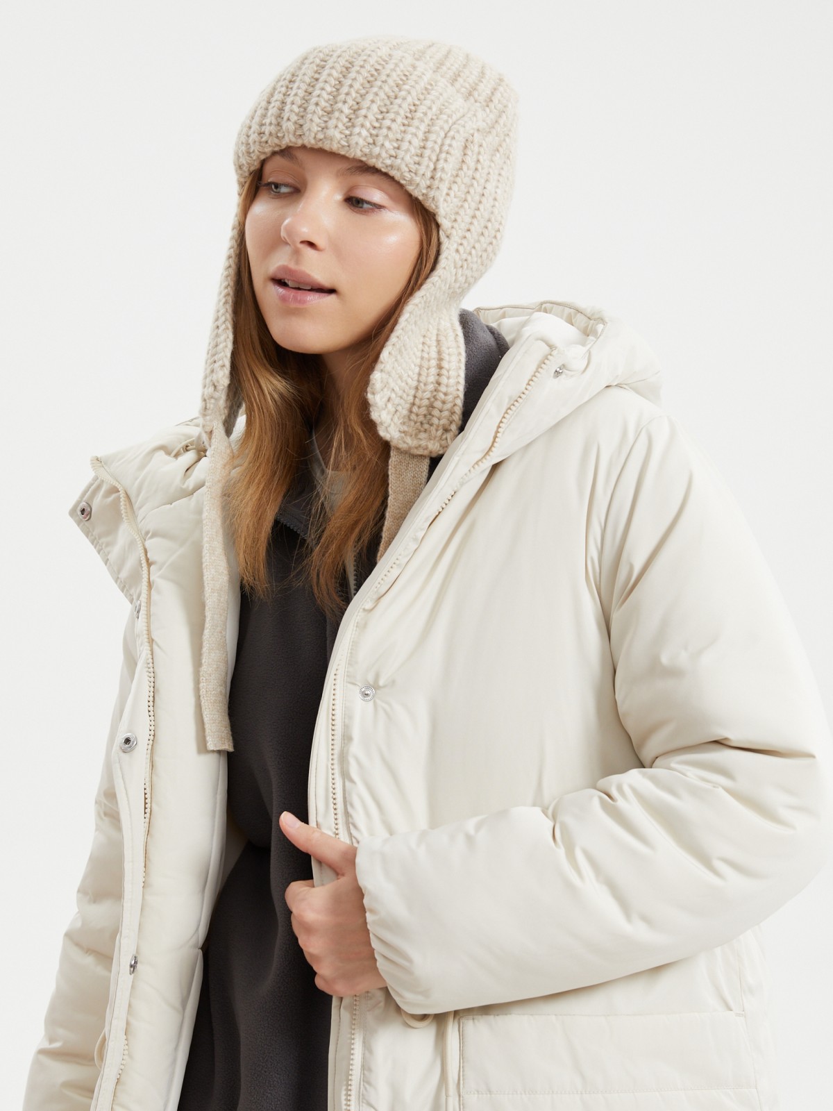 Вязаная шапка-ушанка