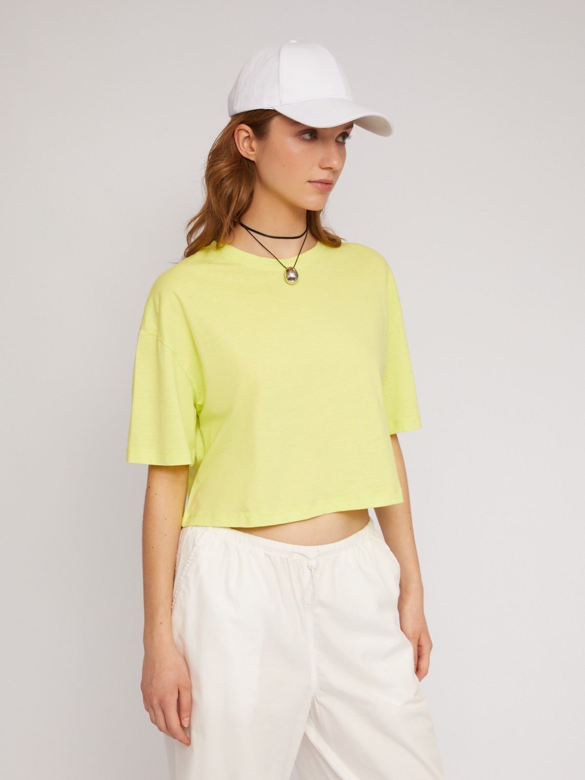 Трикотажный короткий топ-футболка из хлопка