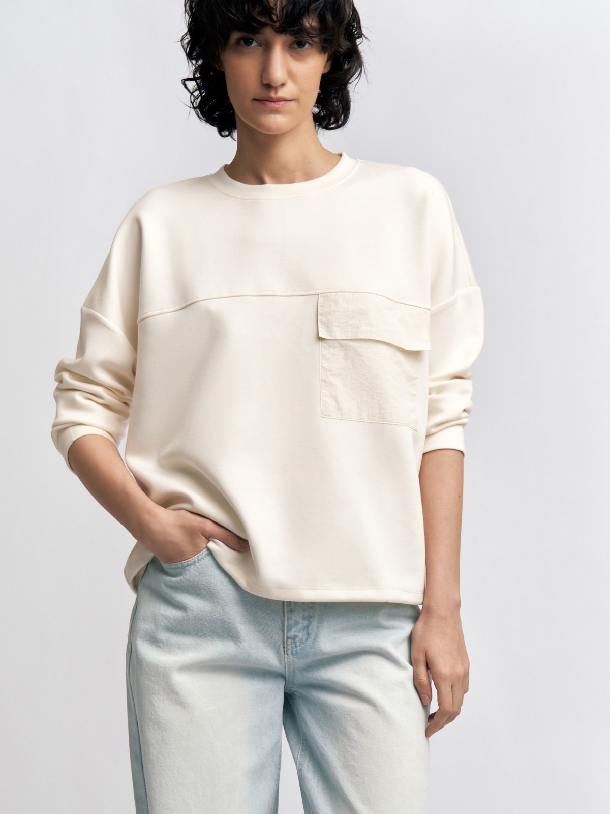 Джемпер на кулиске с карманом