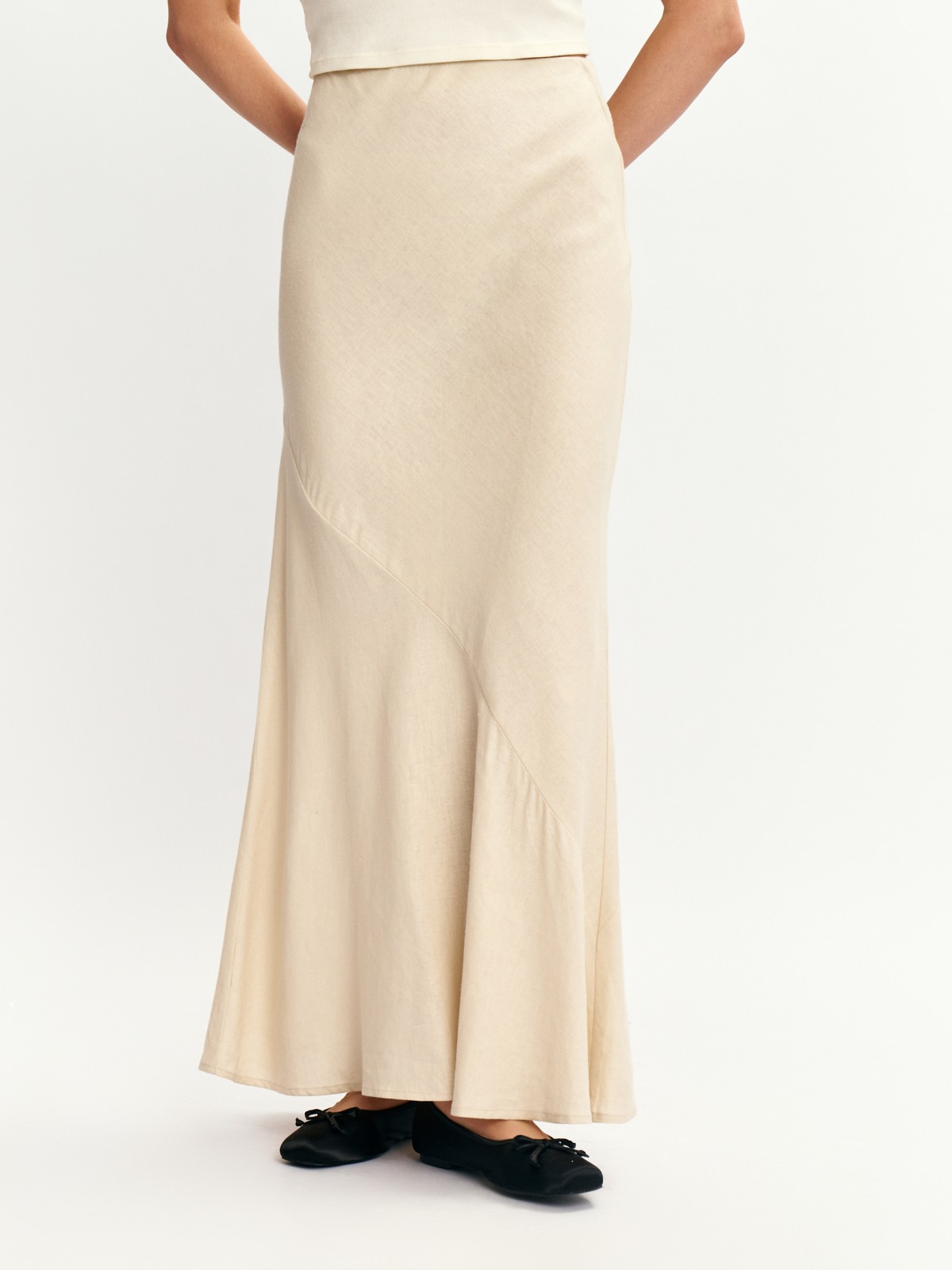 Льняная юбка годе длины макси