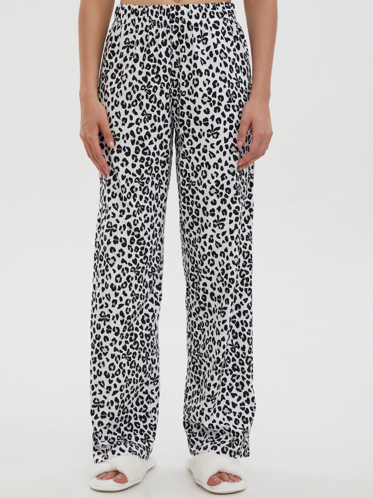 Брюки из хлопка на резинке с принтом