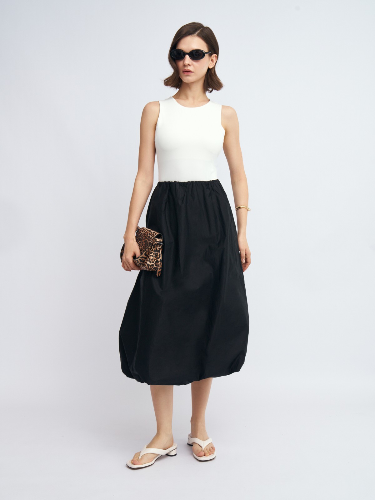 Юбка-баллон миди из хлопка на резинке