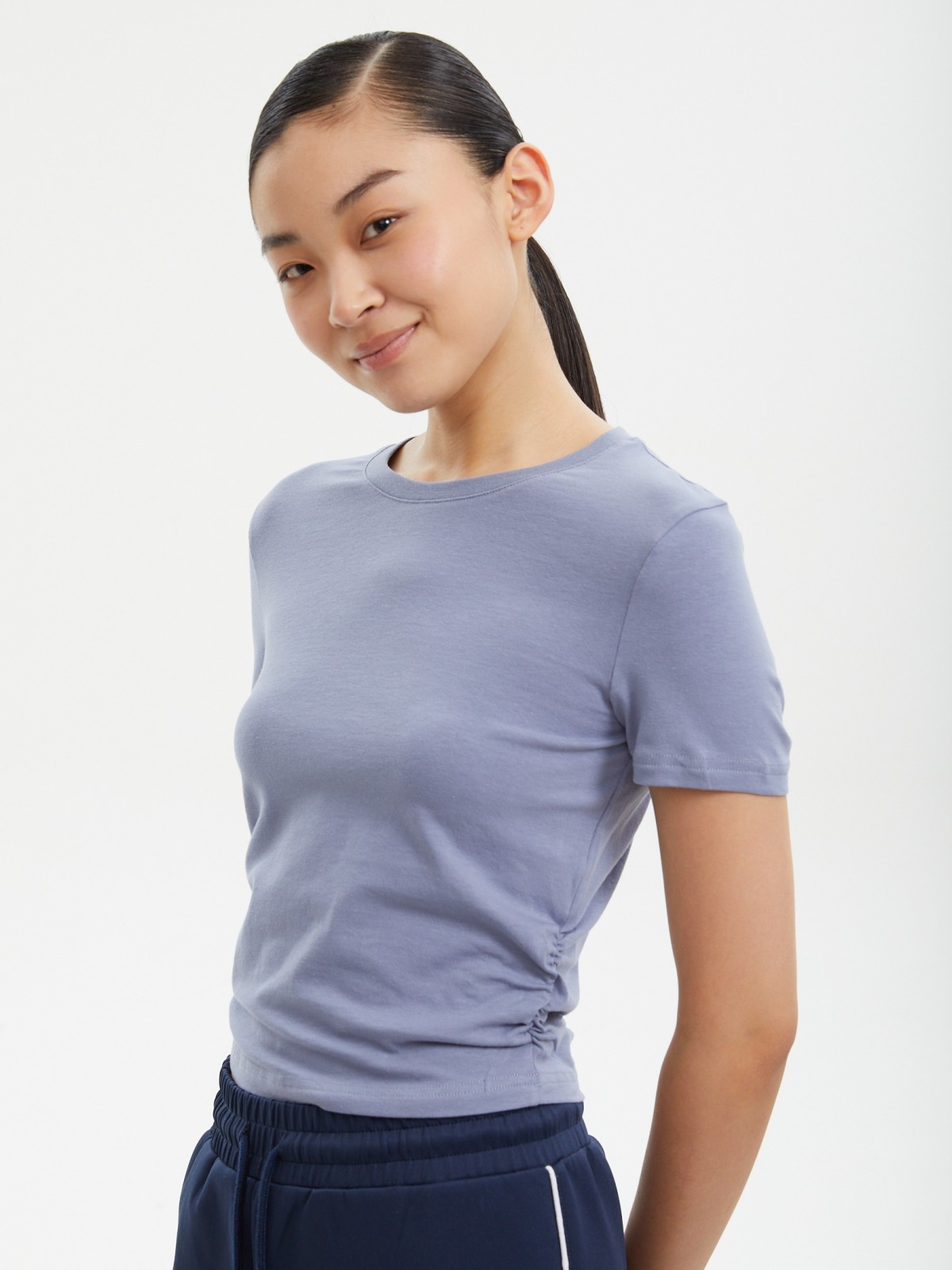 Топ-футболка из хлопка с драпировкой