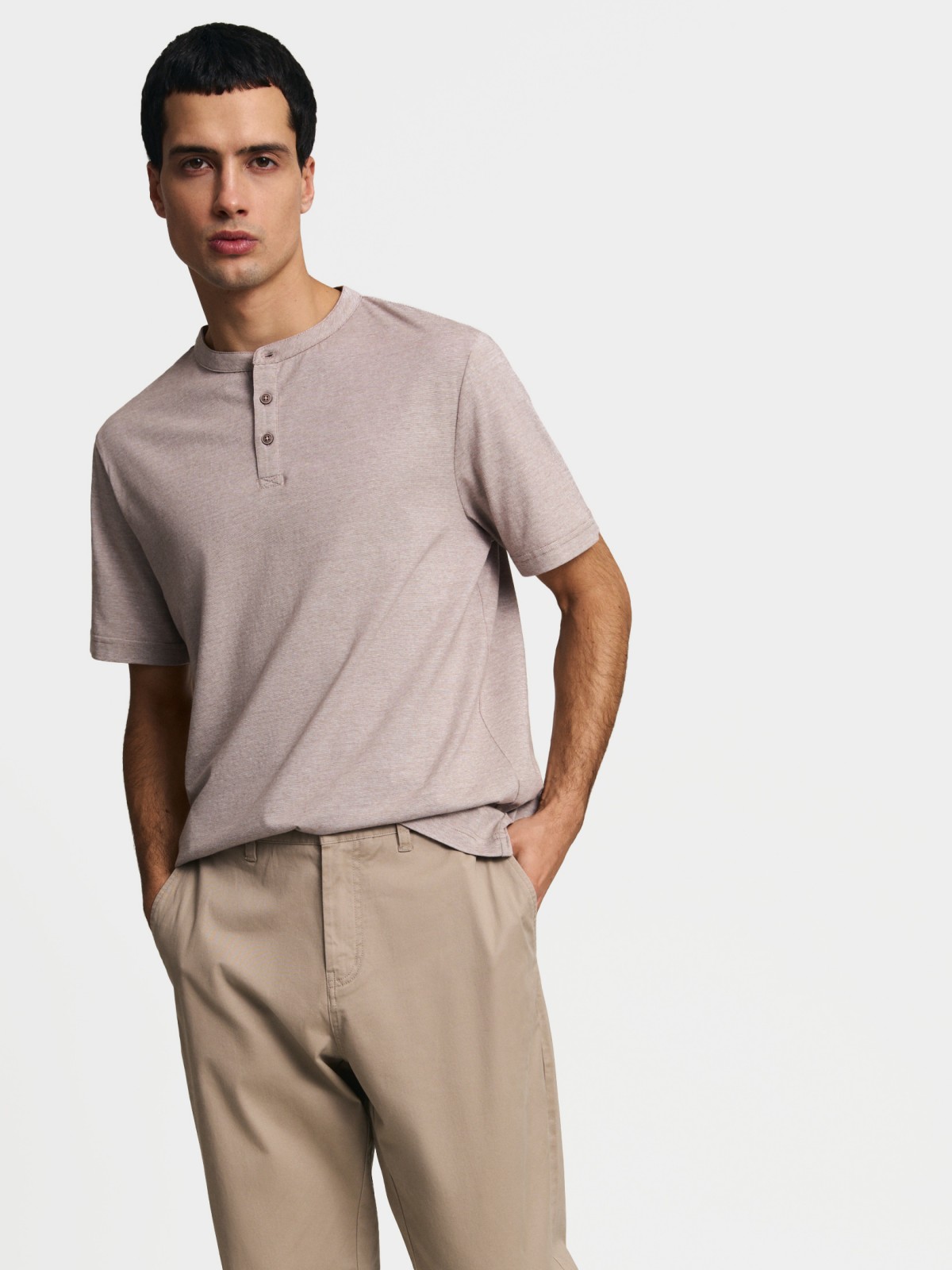 Футболка хенли из хлопка в полоску