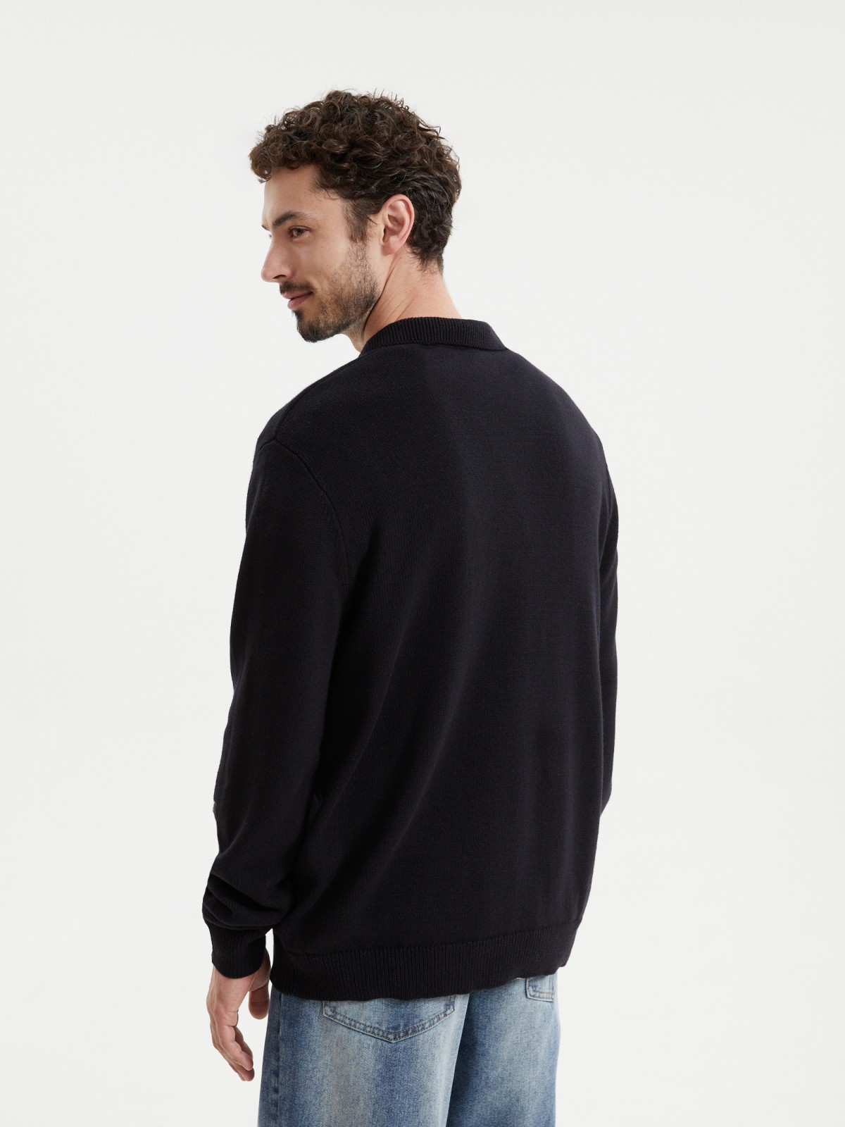 Вязаный джемпер поло с длинным рукавом