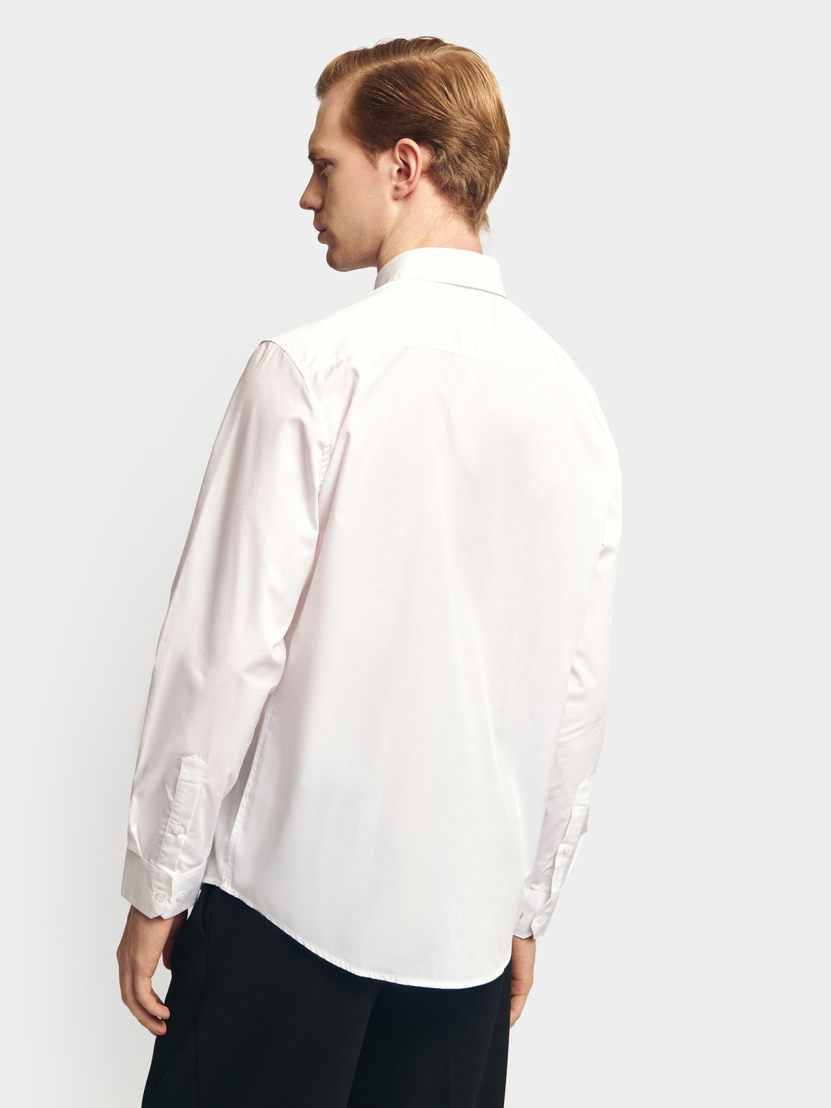 Однотонная рубашка с длинным рукавом