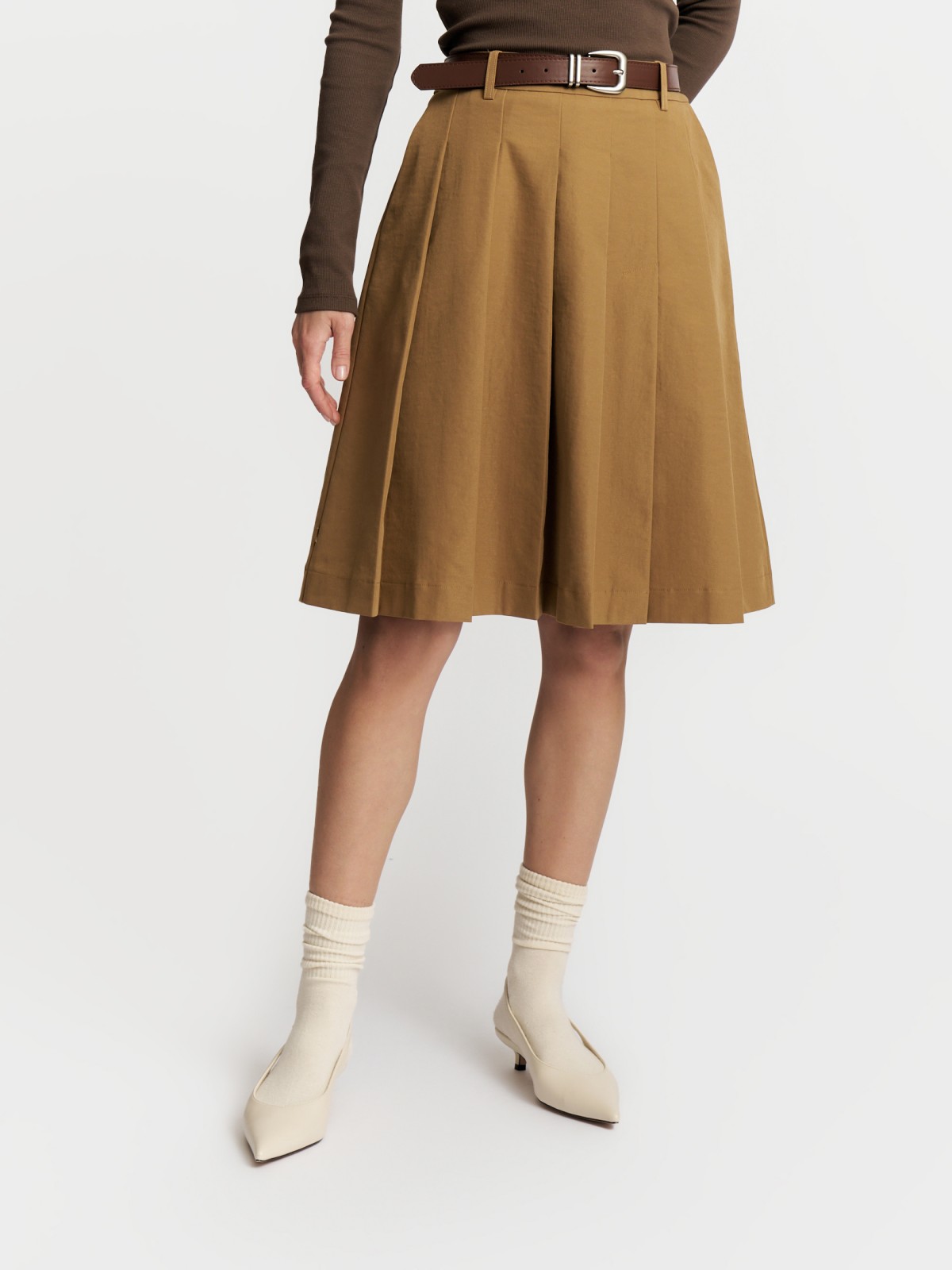 Юбка миди в складку с разрезом