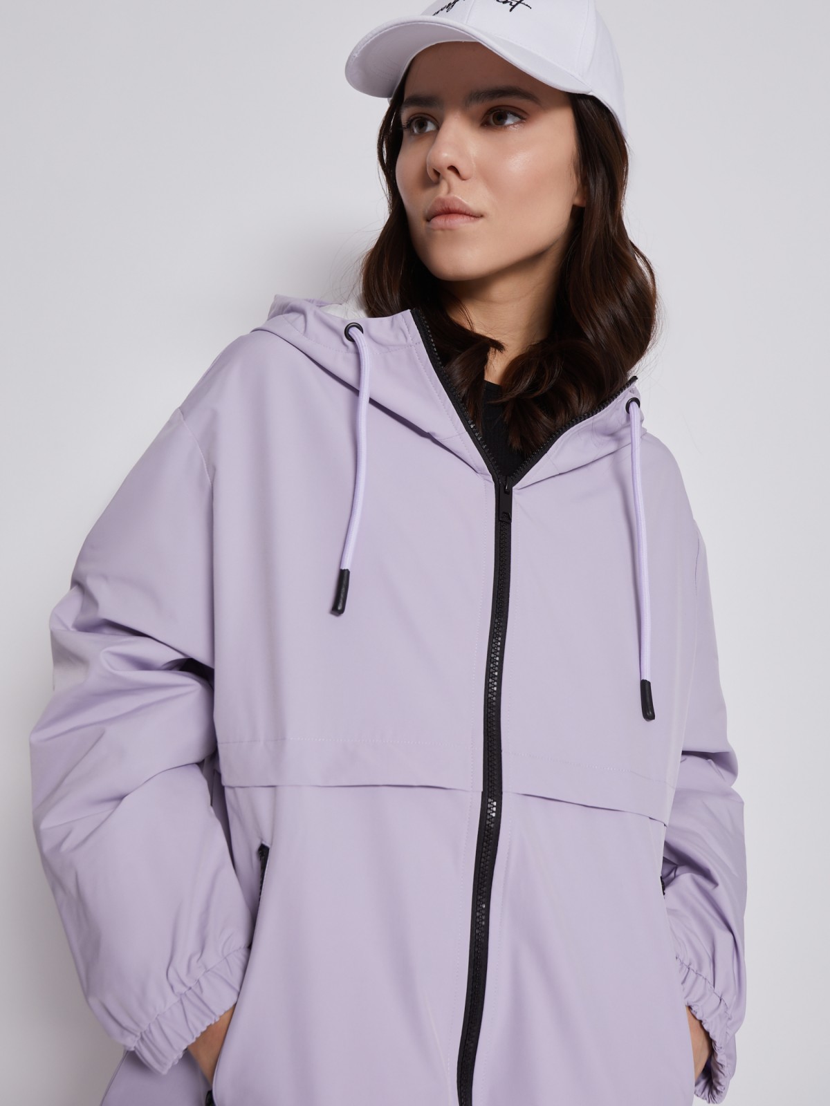 Куртка-ветровка с капюшоном zolla 02321562J024, цвет лиловый, размер XS - фото 5