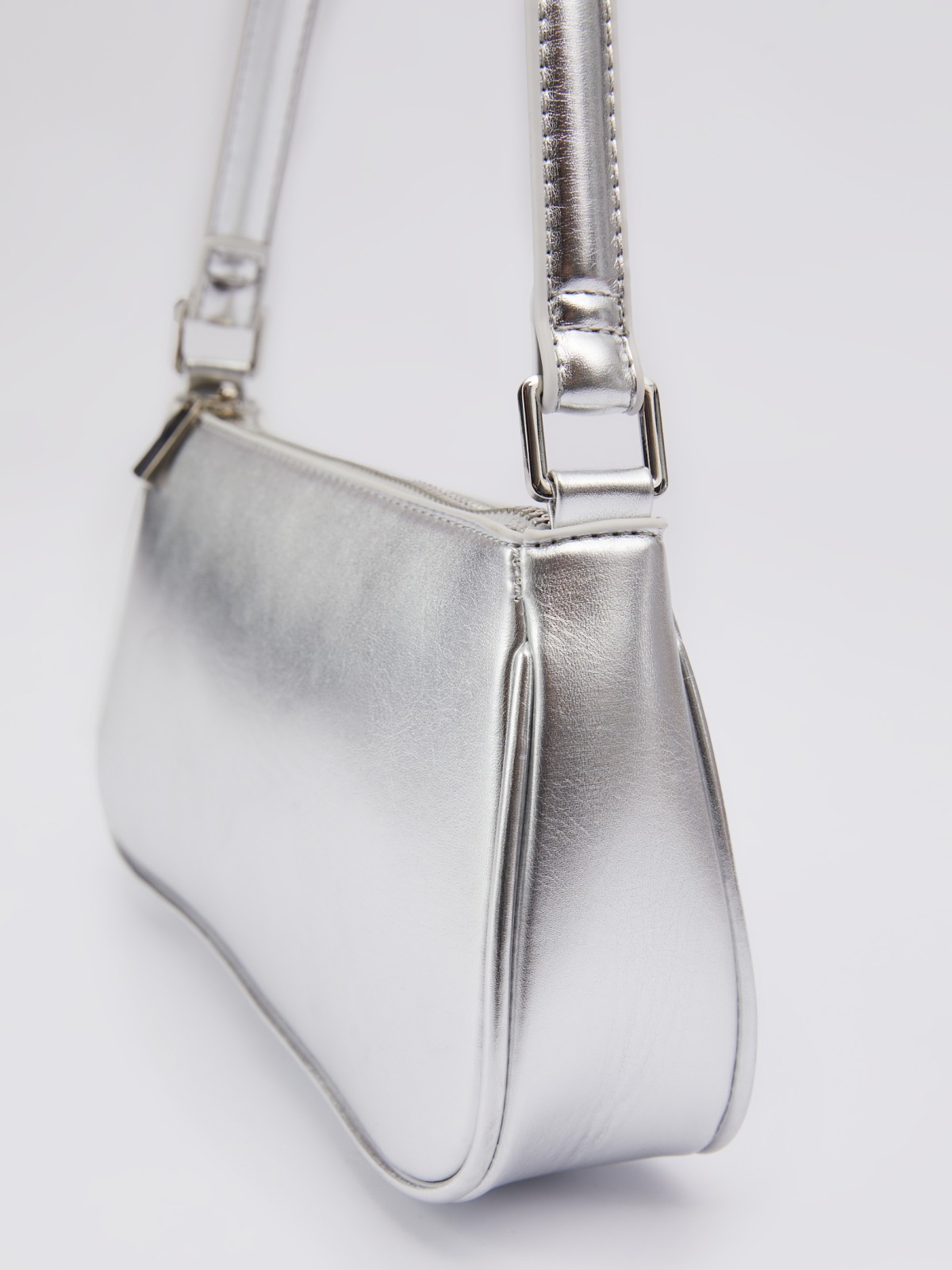Сумка-багет из серебристой экокожи zolla 224219462065, цвет серебряный, размер No_size - фото 3