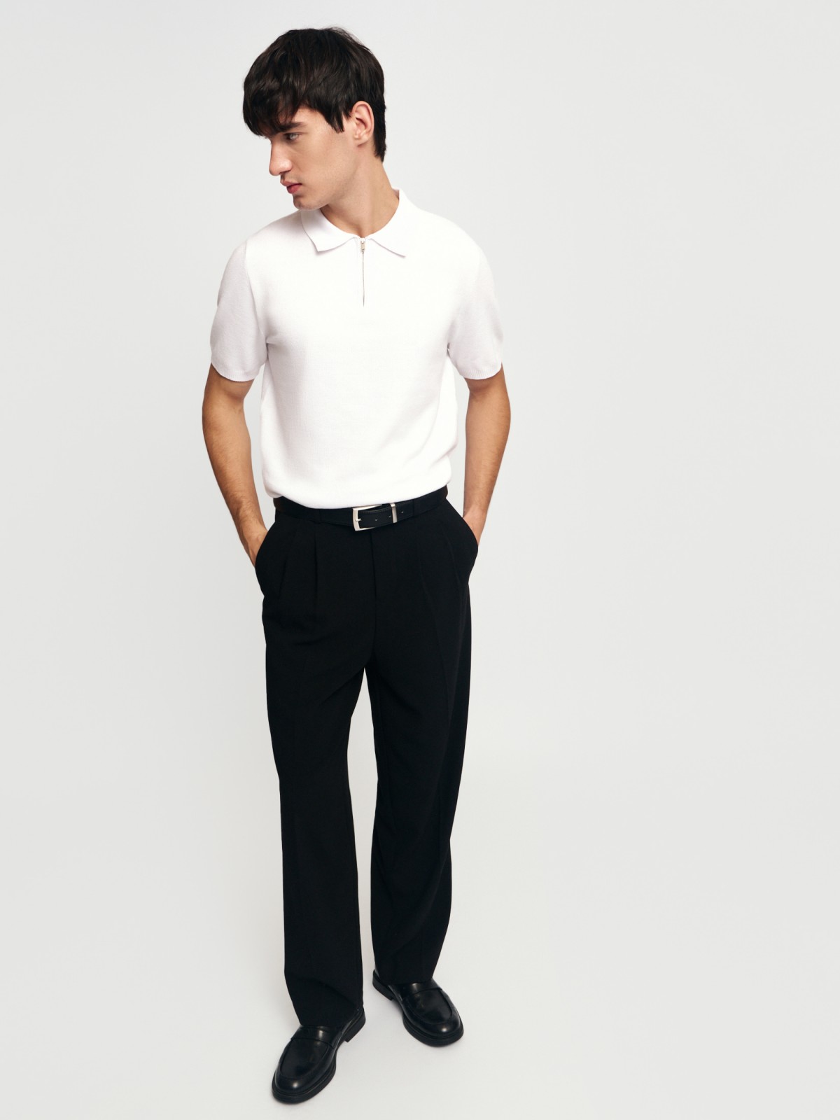 Трикотажный джемпер поло из хлопка с коротким рукавом