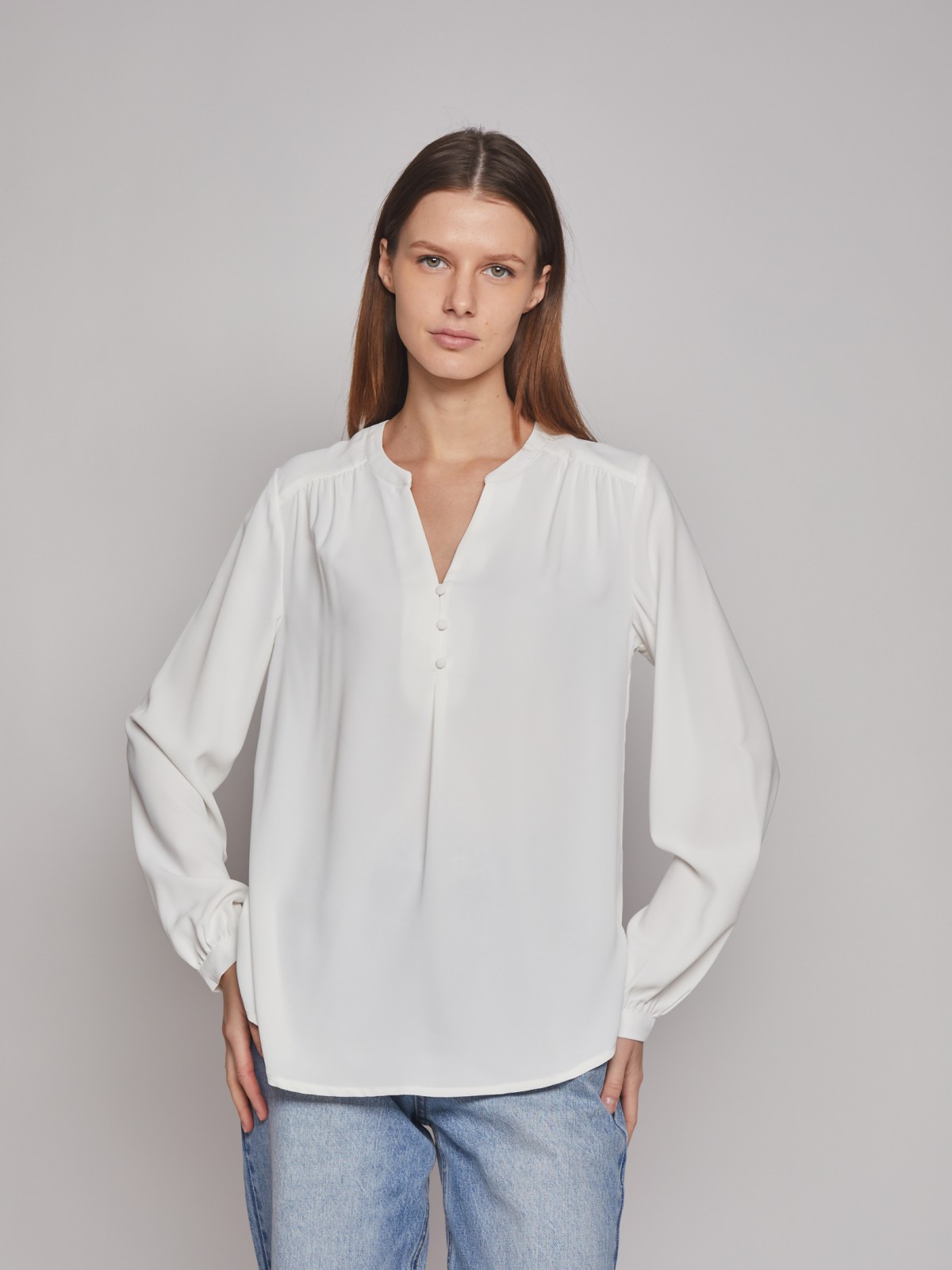 Блузка с длинным рукавом zolla 023121159202, цвет молоко, размер XS - фото 2