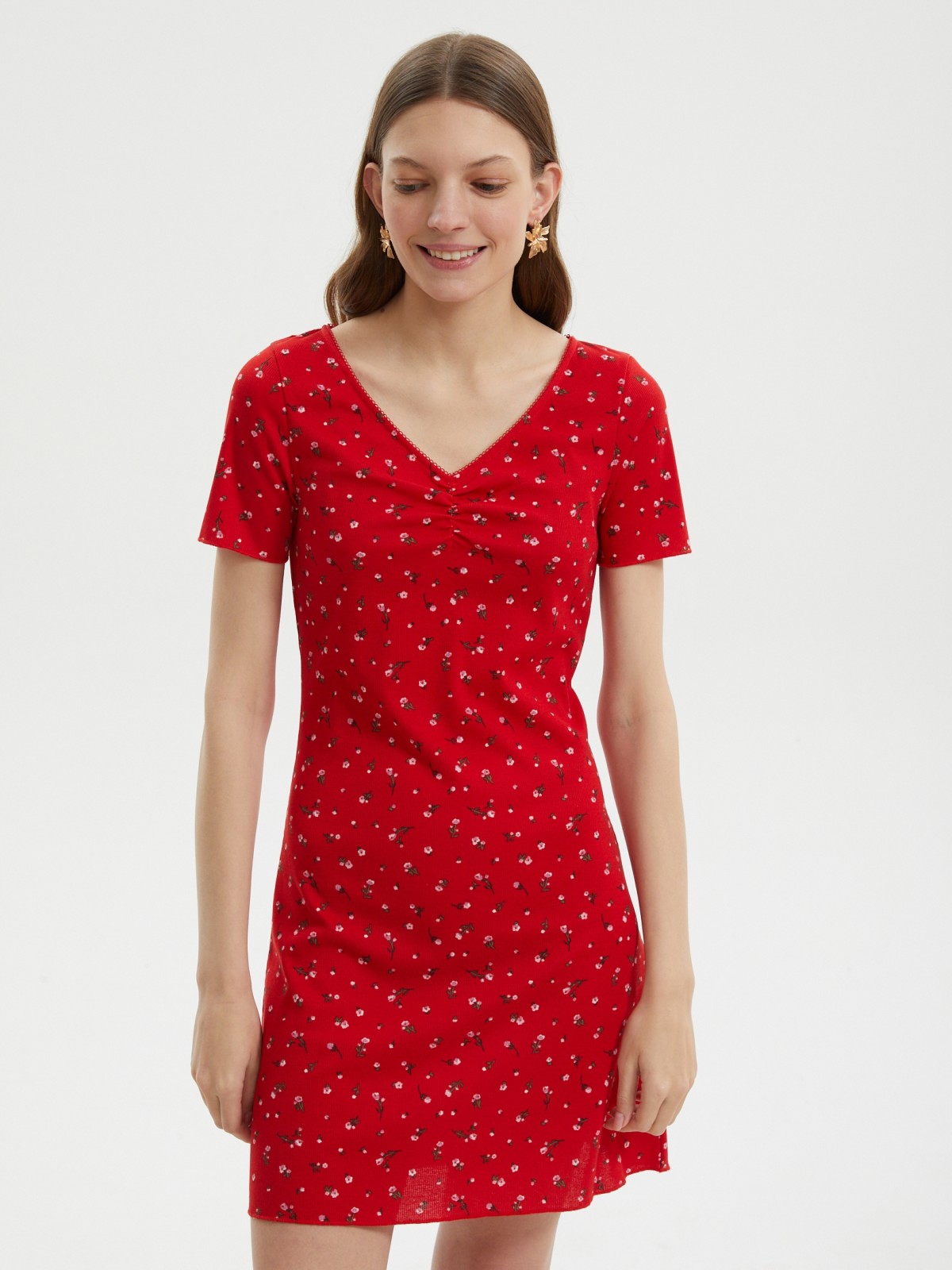 Платье длины мини с цветочным принтом