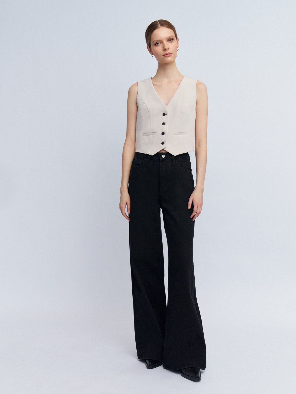 Джинсы силуэта Wide с высокой посадкой