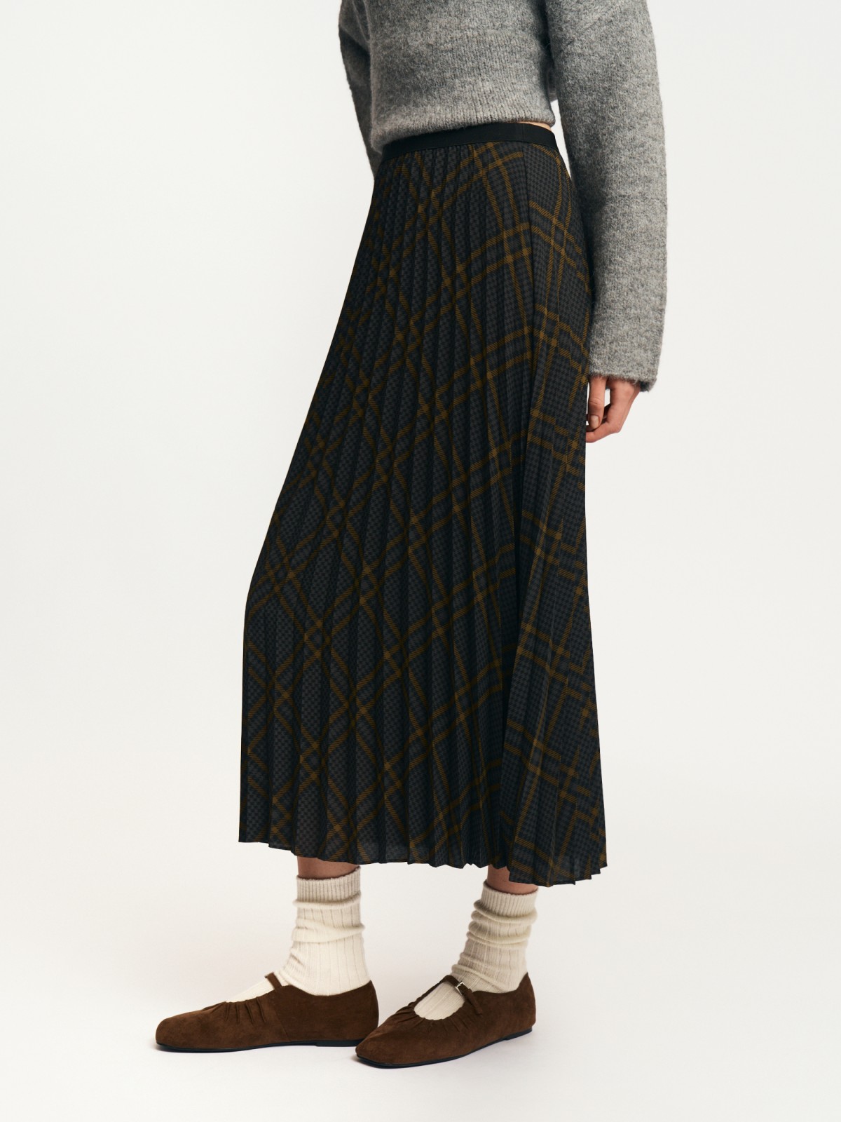 Юбка плиссе на резинке в клетку