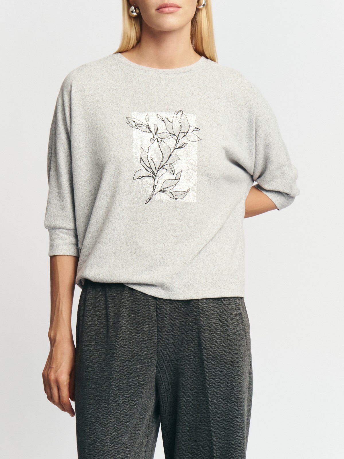 Джемпер из вязаного трикотажа с принтом