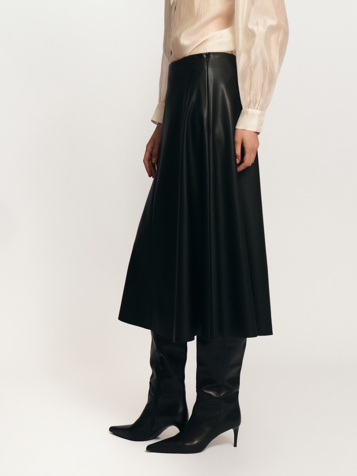 Юбка миди из экокожи