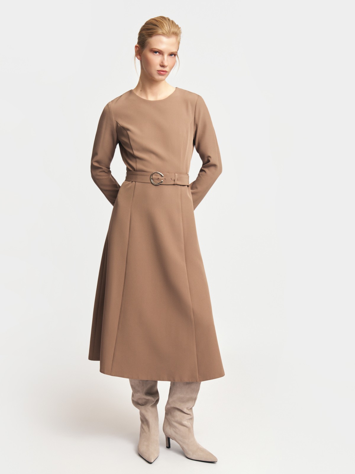 Платье миди с поясом