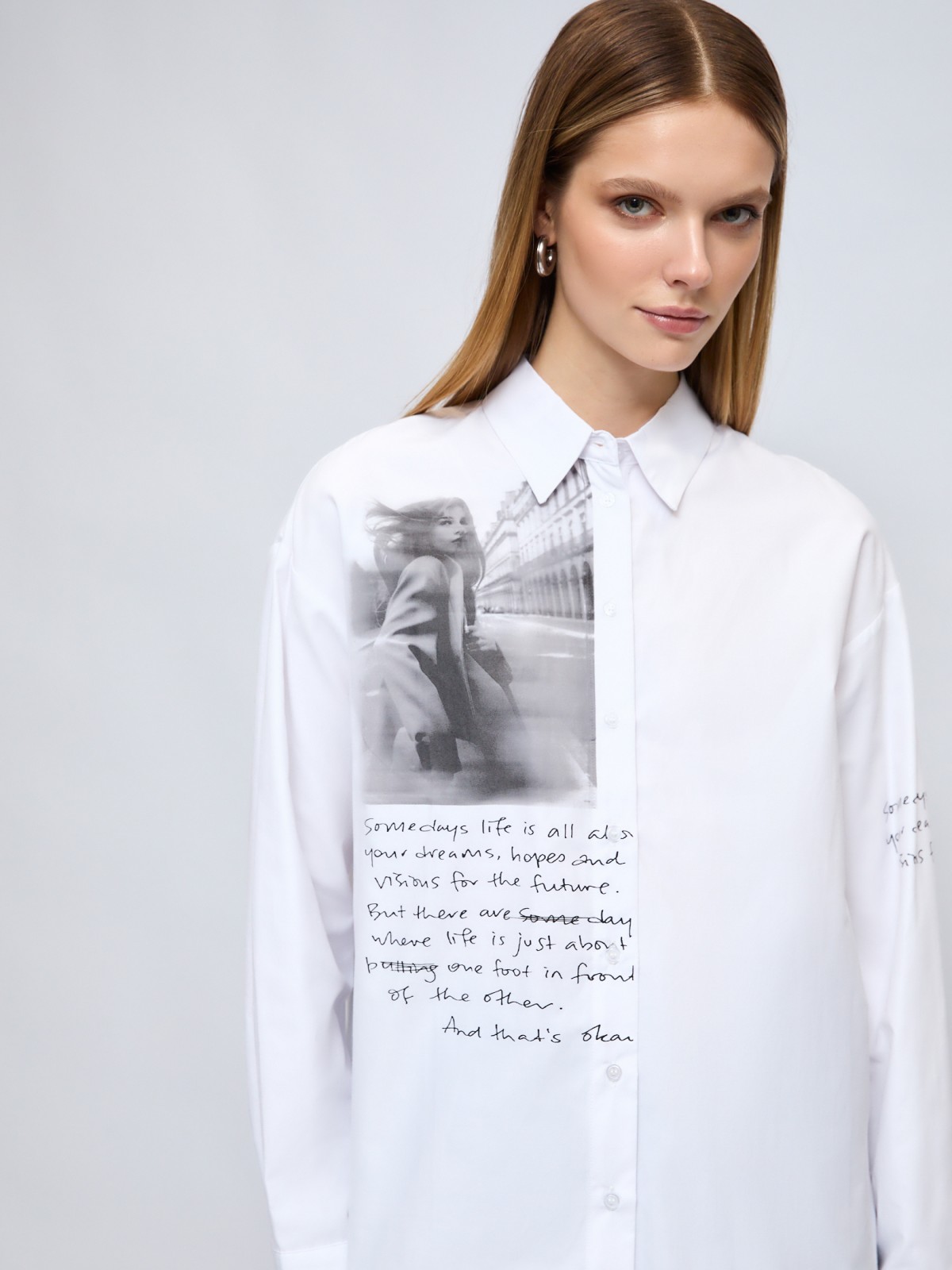 Рубашка свободного удлинённого силуэта с принтом