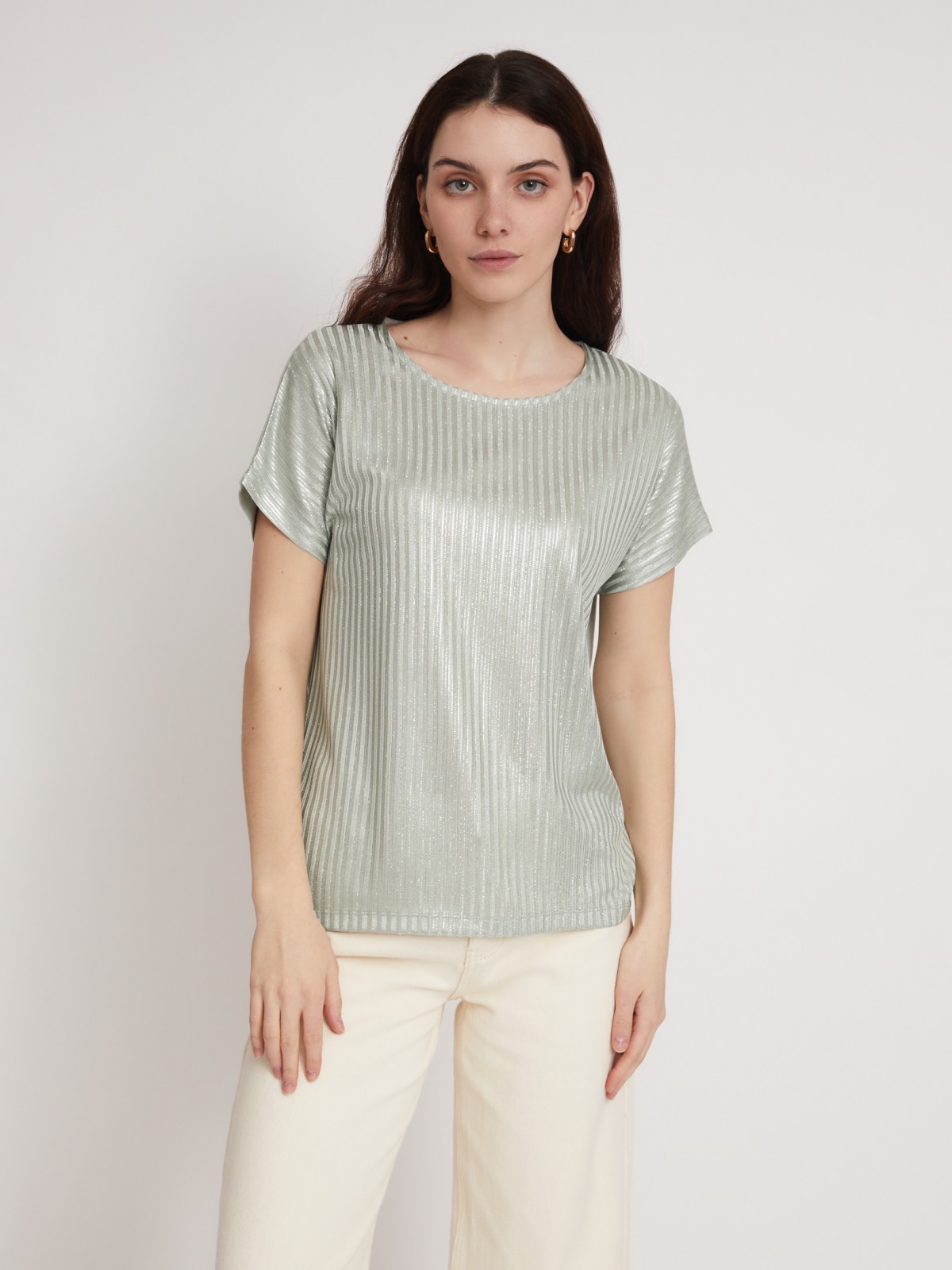 Топ-блузка с блеском zolla 023233226013, цвет светло-зеленый, размер XS - фото 5