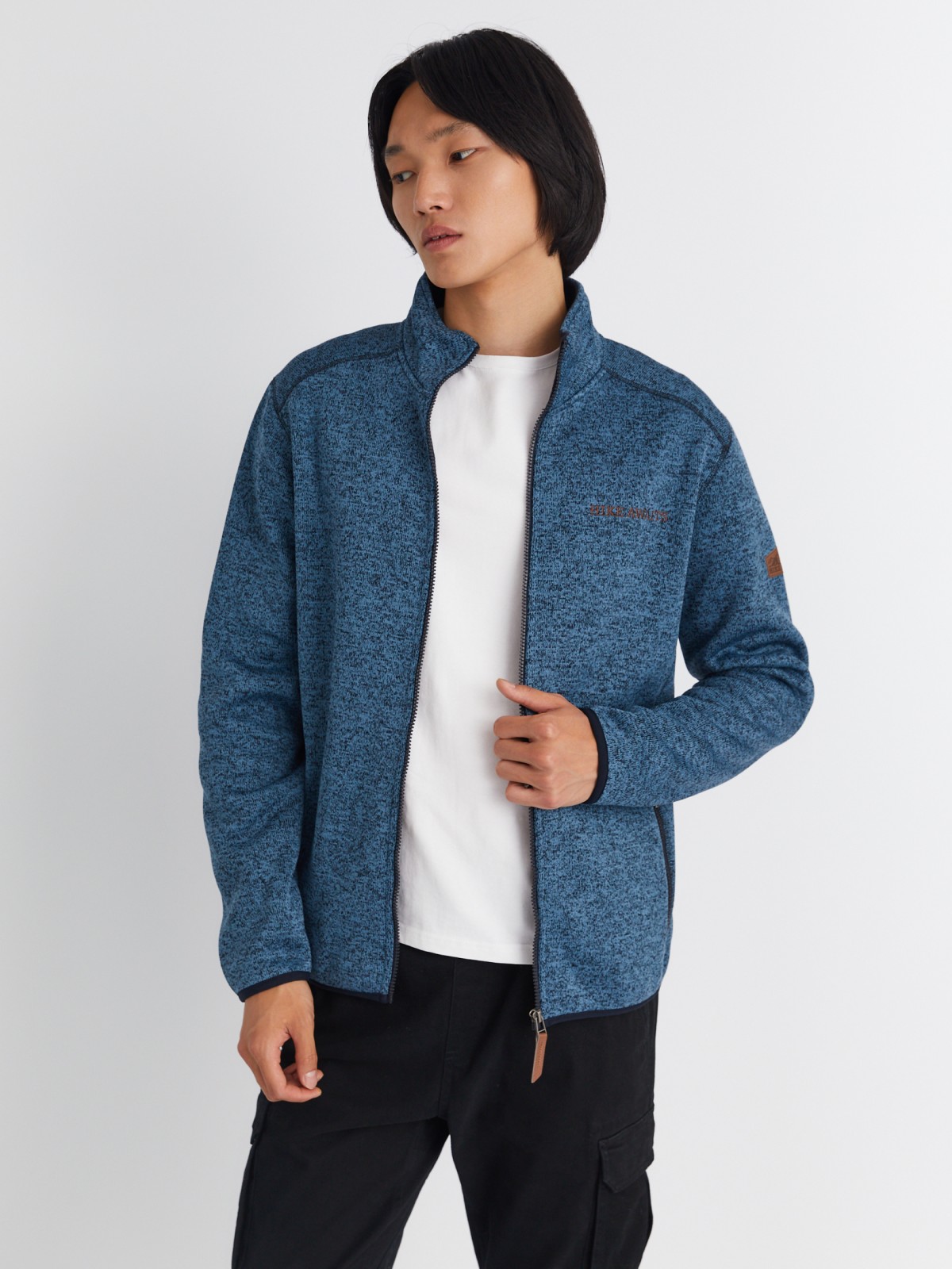 Утеплённая толстовка на молнии с воротником-стойкой и экомехом на подкладке