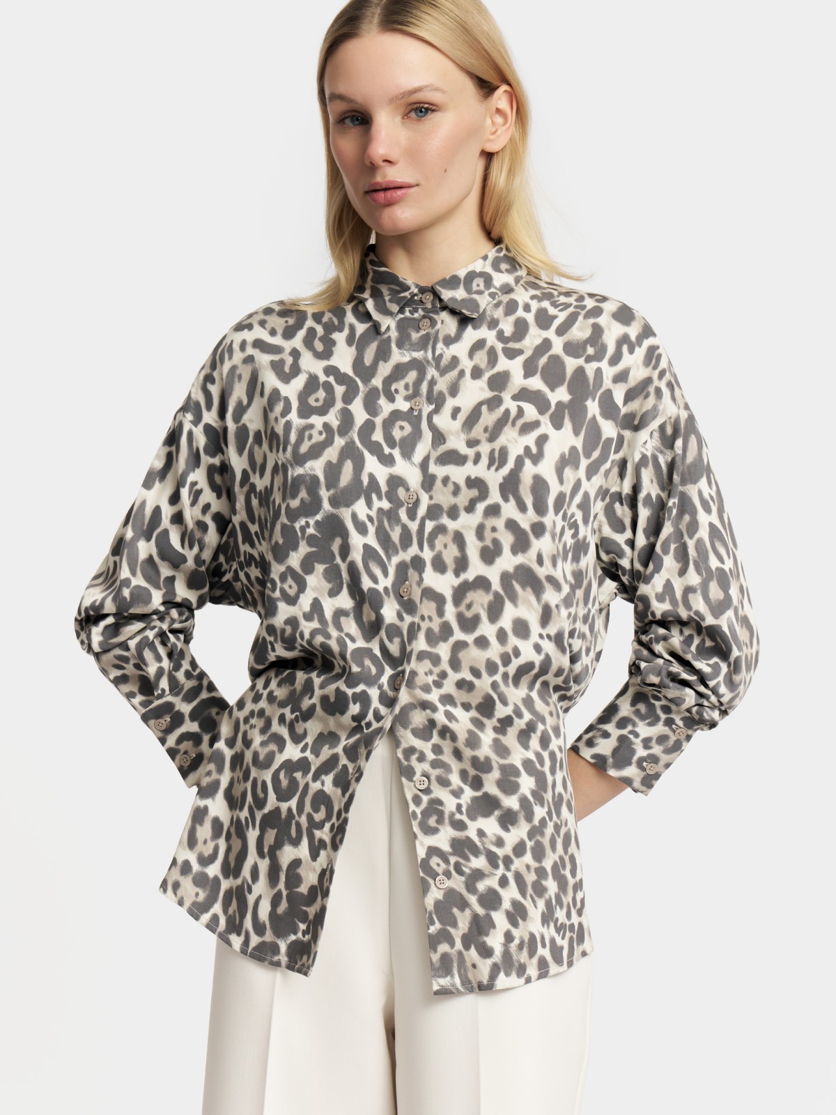 Рубашка из вискозы с леопардовым принтом
