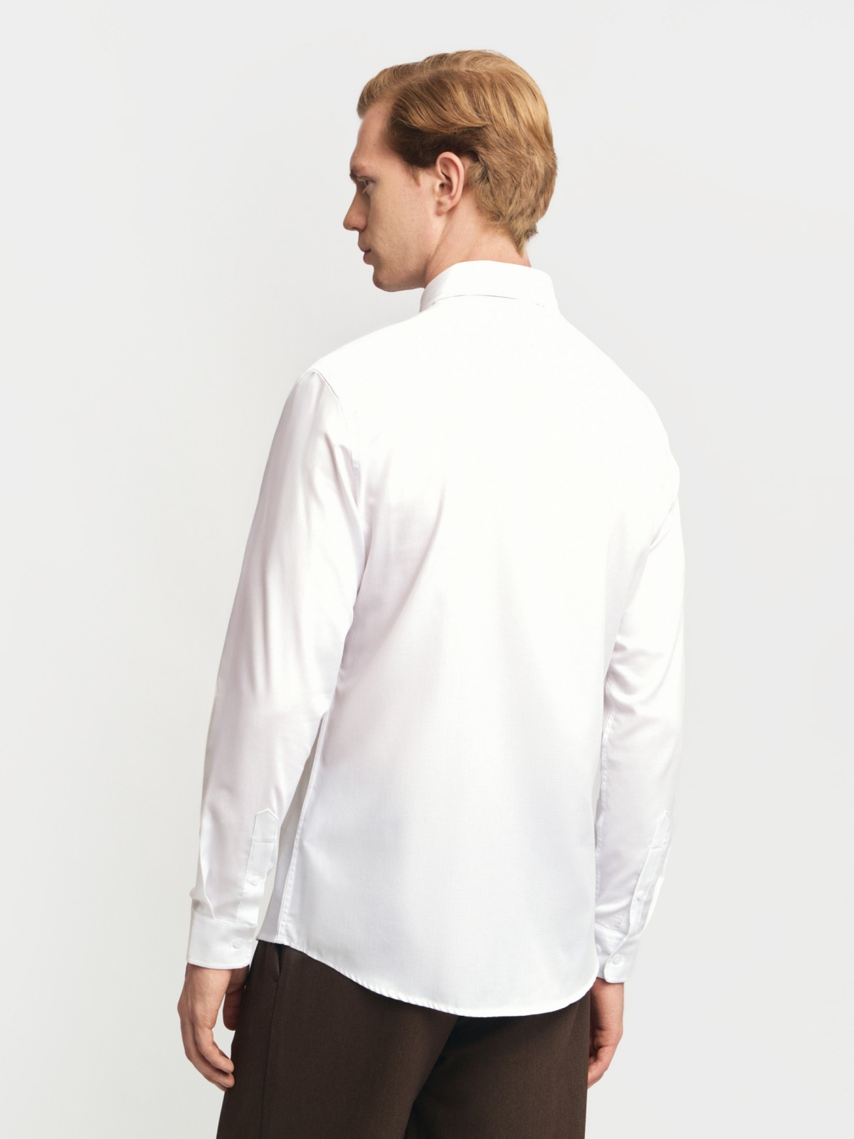 Офисная рубашка из хлопка с длинным рукавом