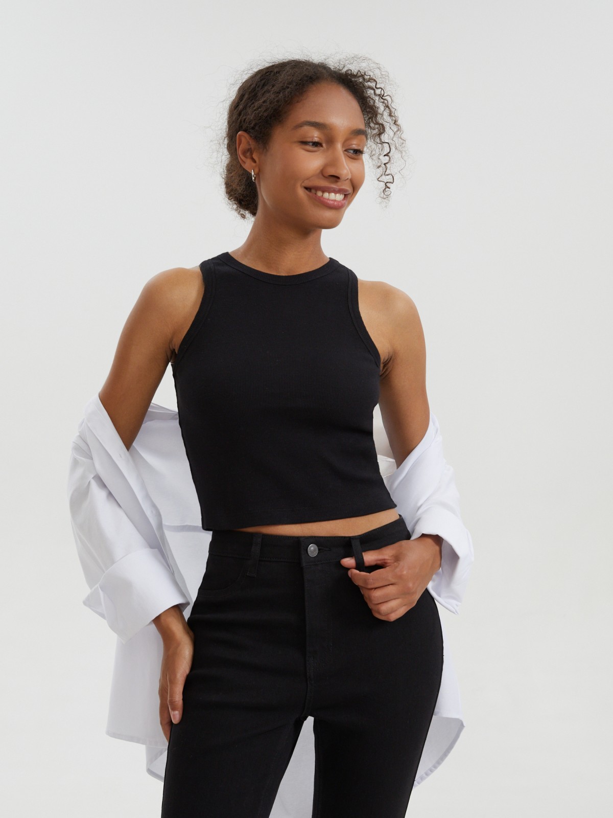 Кроп-топ из хлопка без рукавов