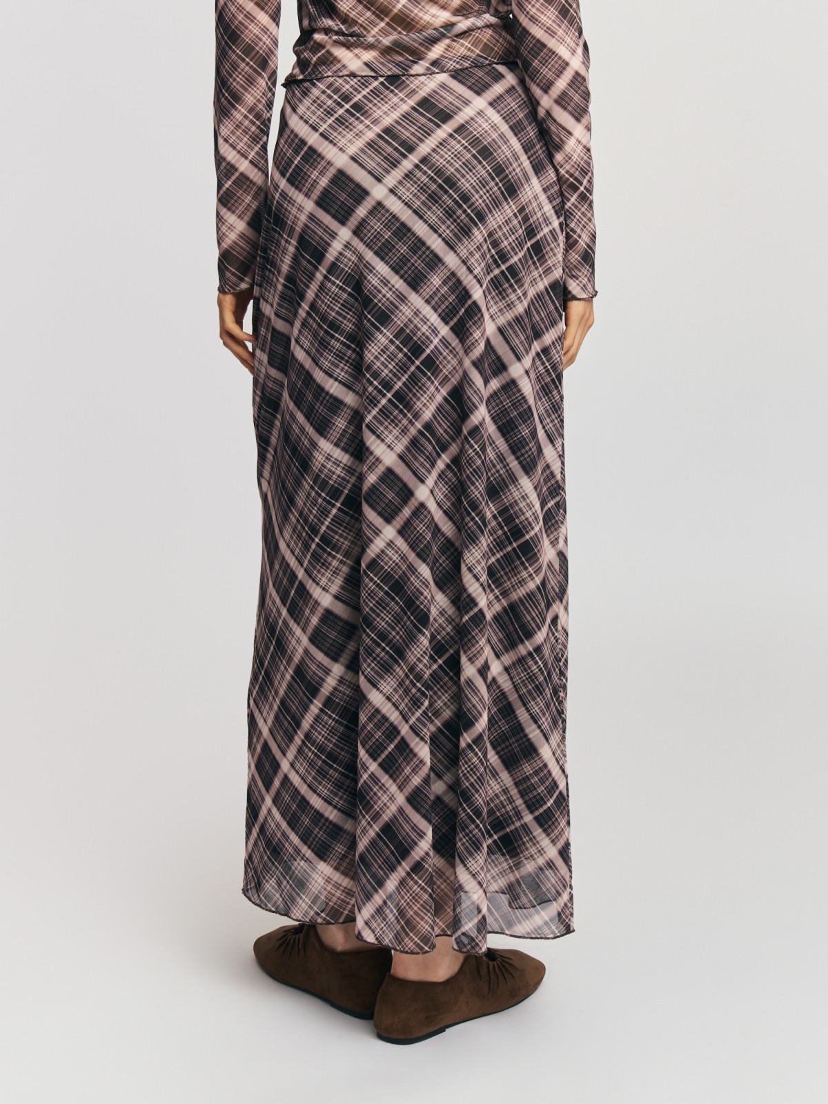 Юбка макси в клетку на резинке