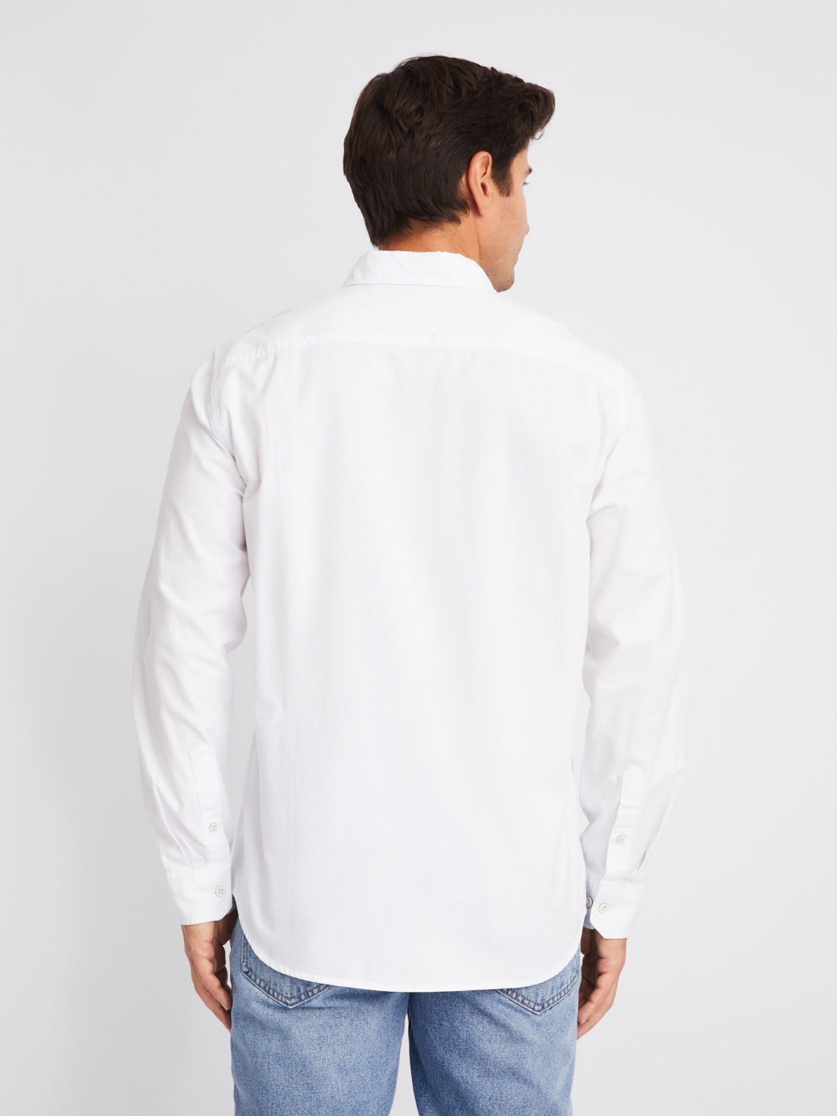 Рубашка из хлопка с длинным рукавом и карманом zolla 014132159013, цвет белый, размер S - фото 5