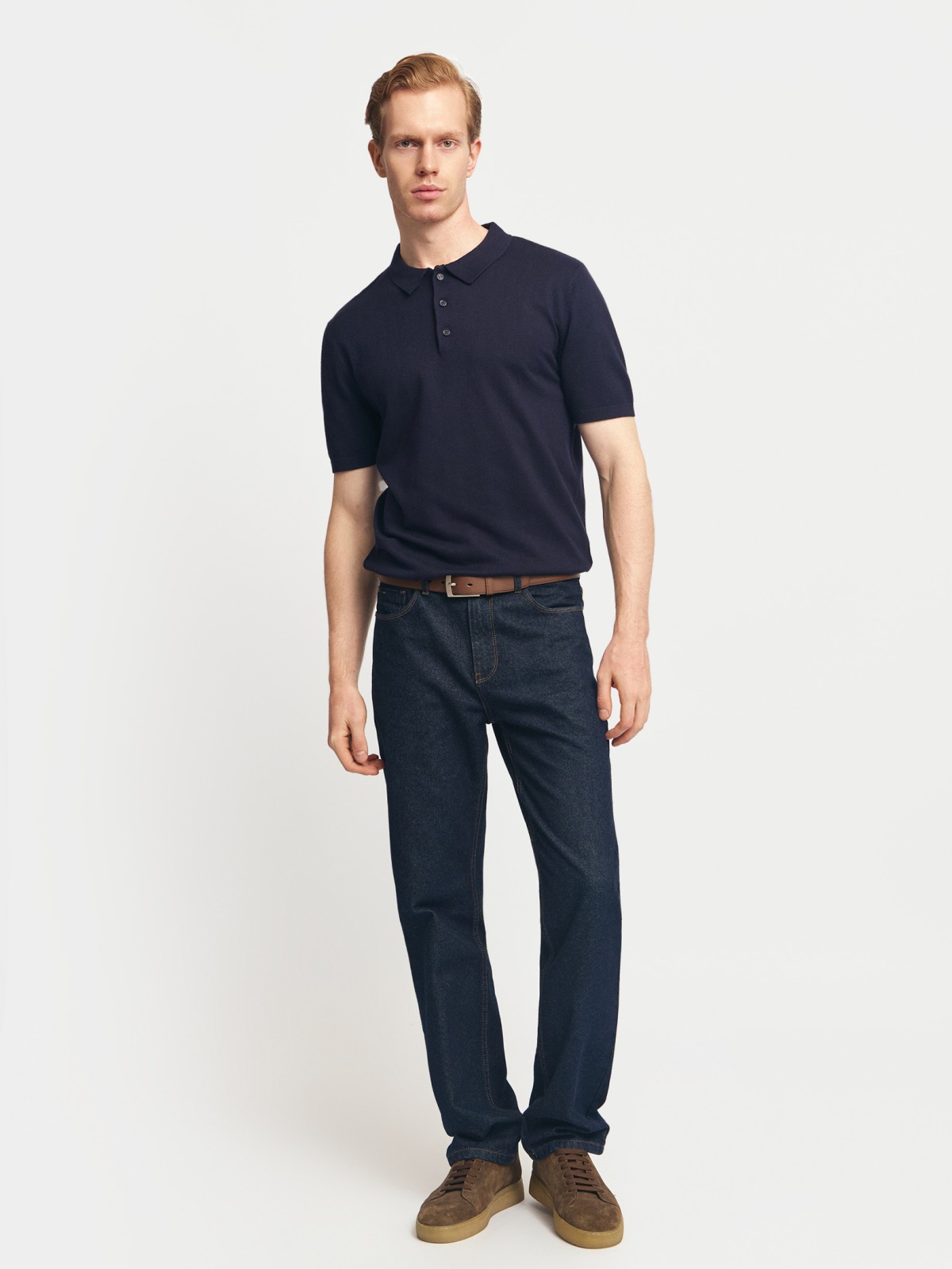 Трикотажный джемпер поло с коротким рукавом