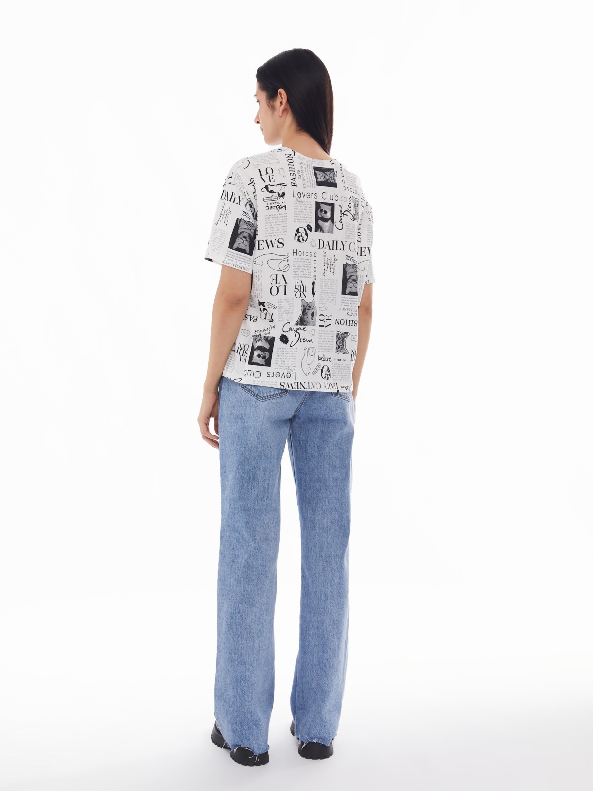 Футболка из хлопка с коротким рукавом и принтом